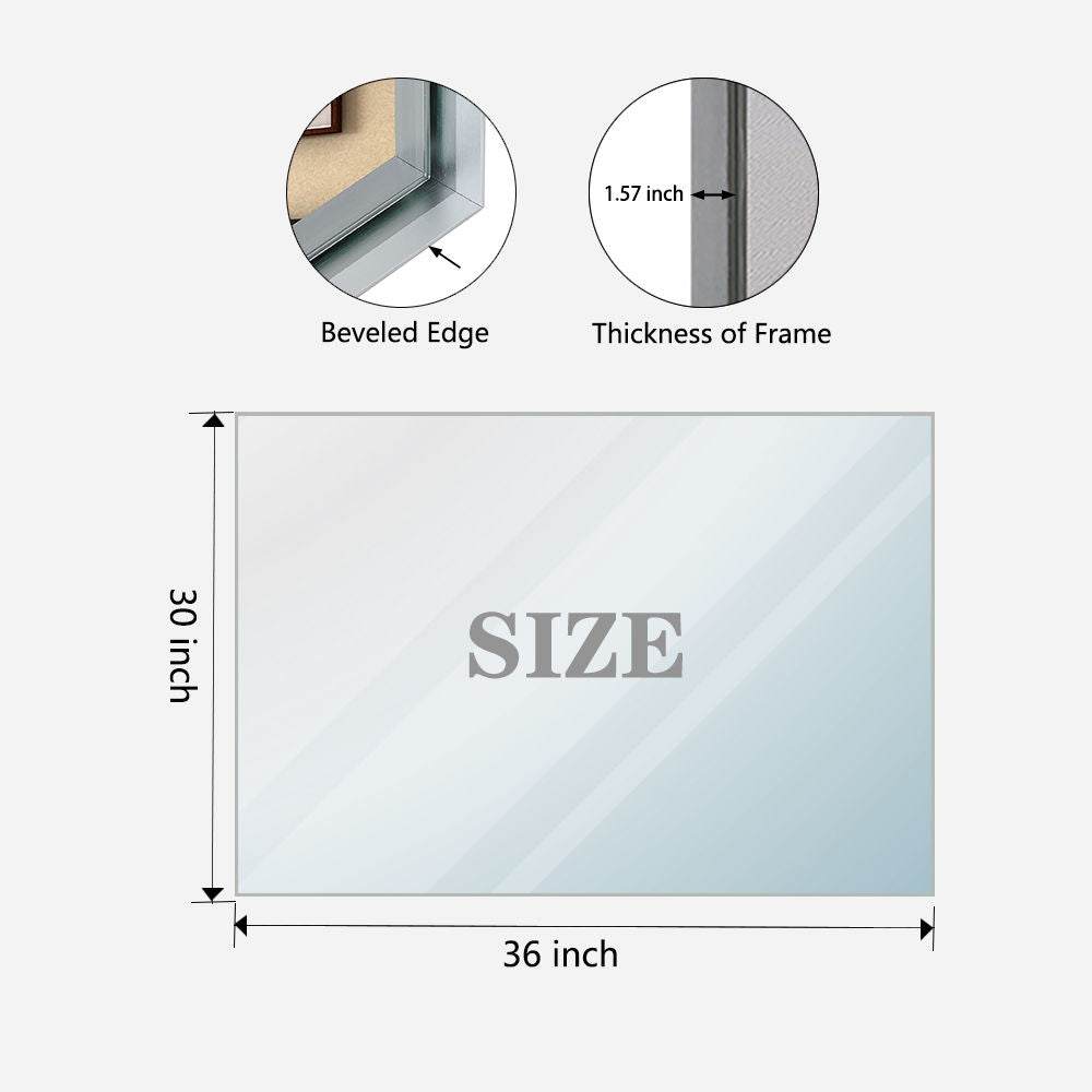 Rectangular Bathroom Mirror Square Angle Metal Frame Wall Mounted Hanging Plates Wall Mount Mirror For Bathroom (Horizontal & Vertical)
