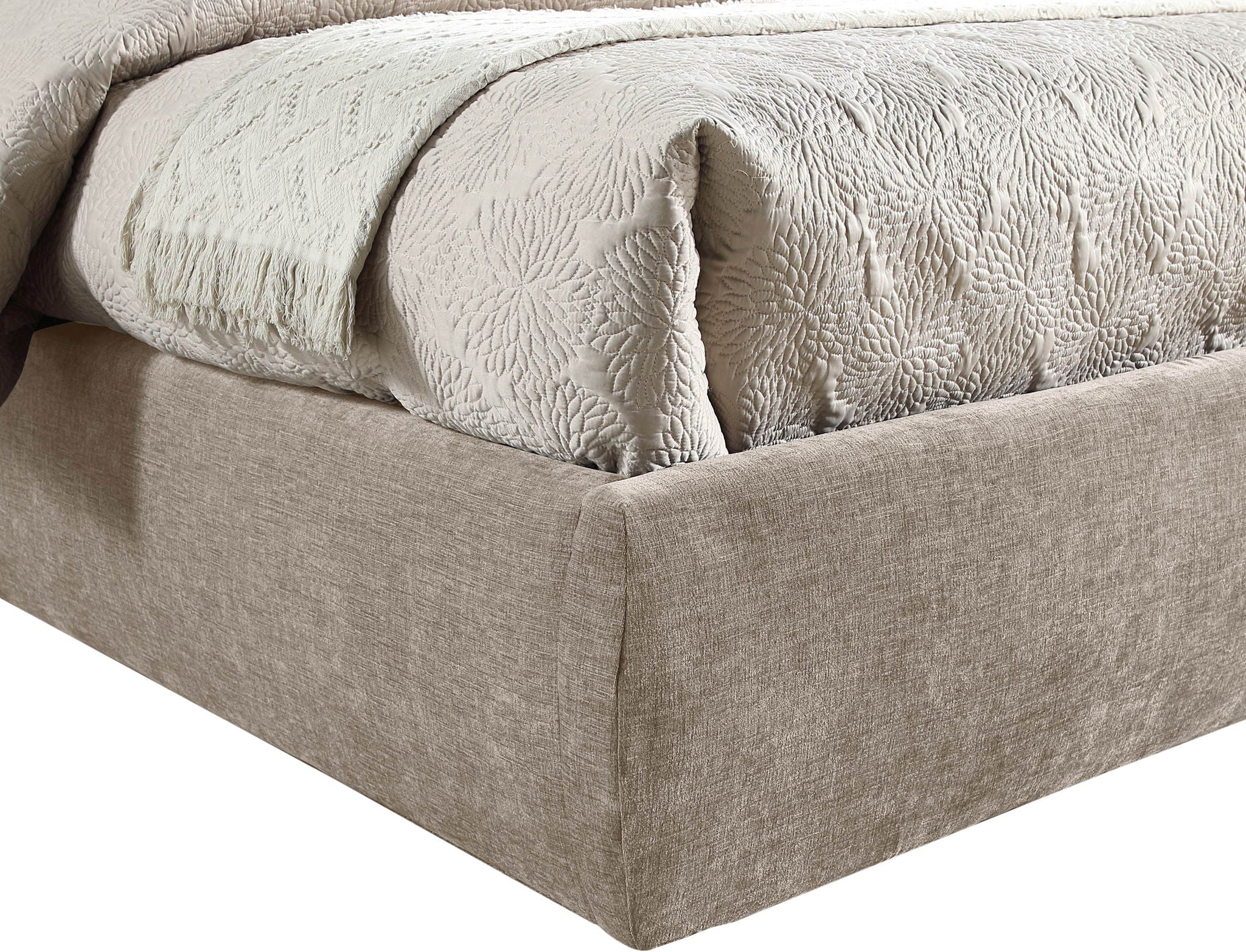 Adam - Chenille Fabric Bed With 89" Headboard