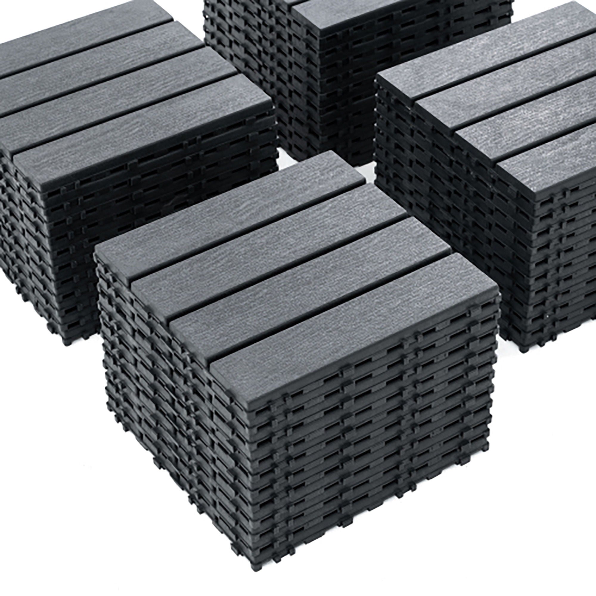 Plastic Interlocking 44 Pack Patio Deck Tiles, Square Waterproof Outdoor All Weather Use