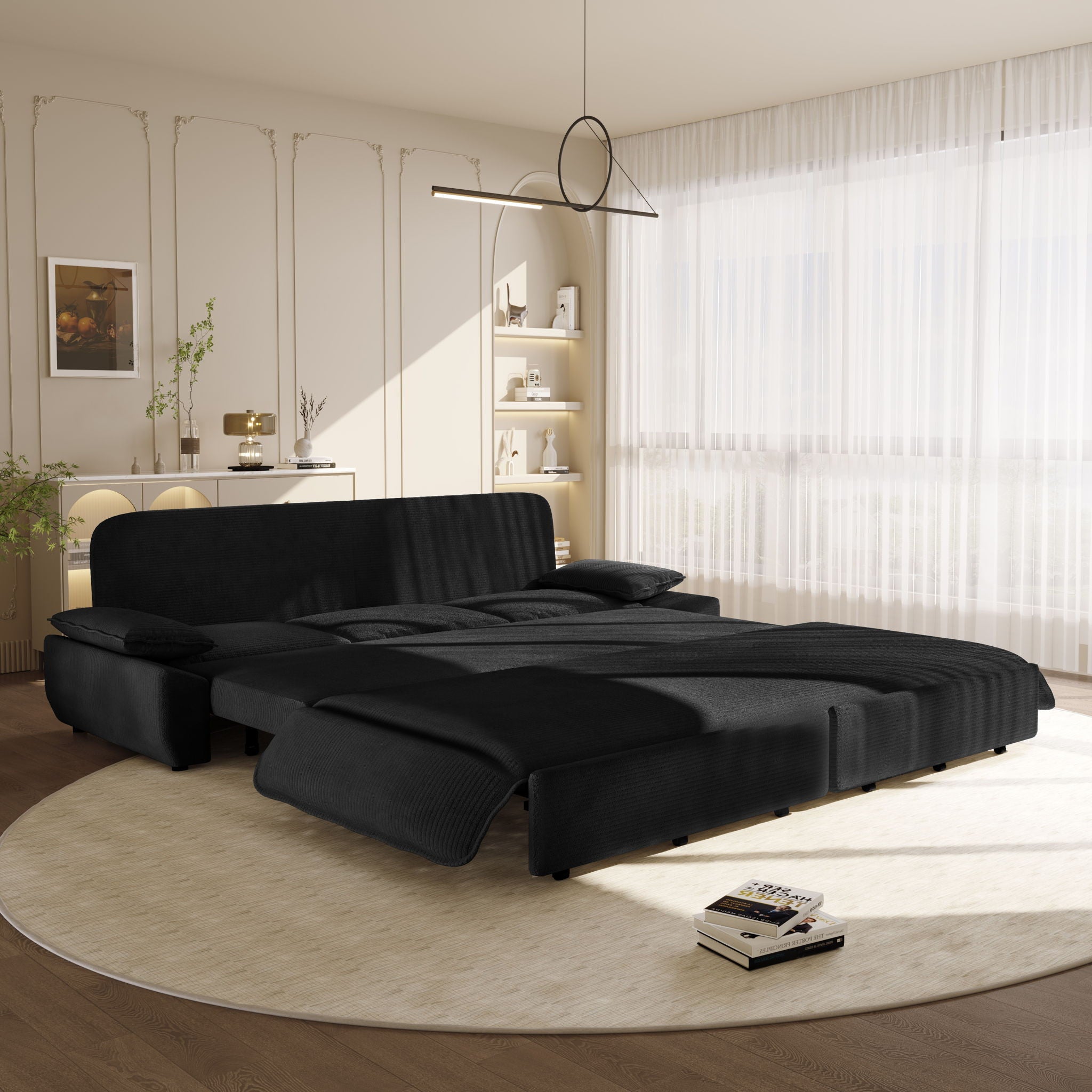 King Size Pull Out Sofa Bed, 3 In 1 Convertible Multifunctional