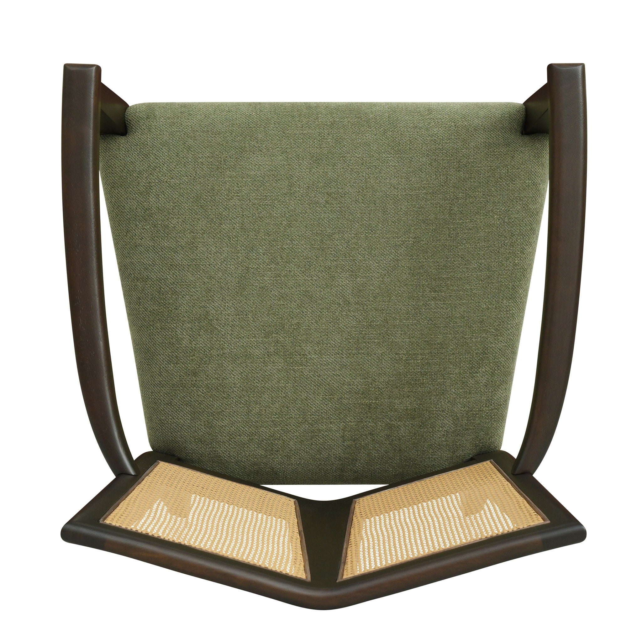 Mid Century Modern Arm Dining Chair Set With Rattan Backrest