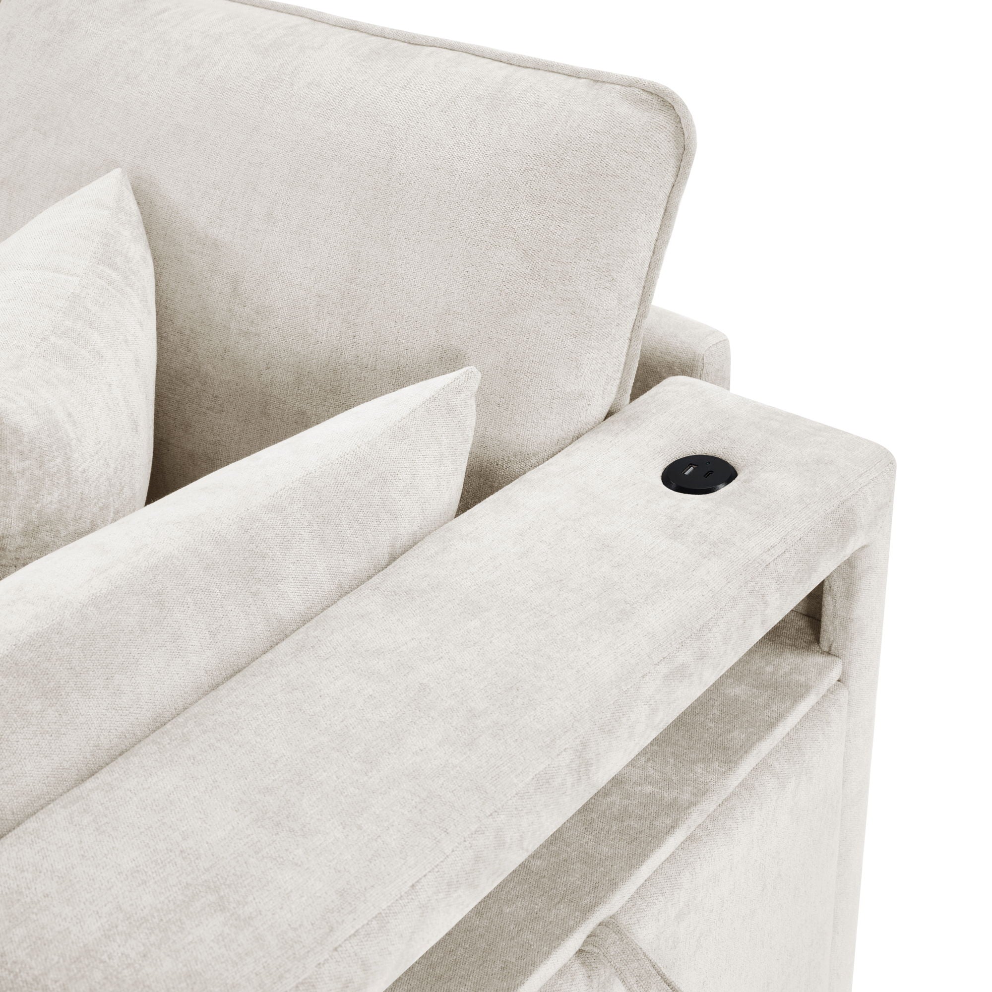 Modern Sectional Sofa U-Shaped With Movable Ottoman Storage Armrests And USB Ports