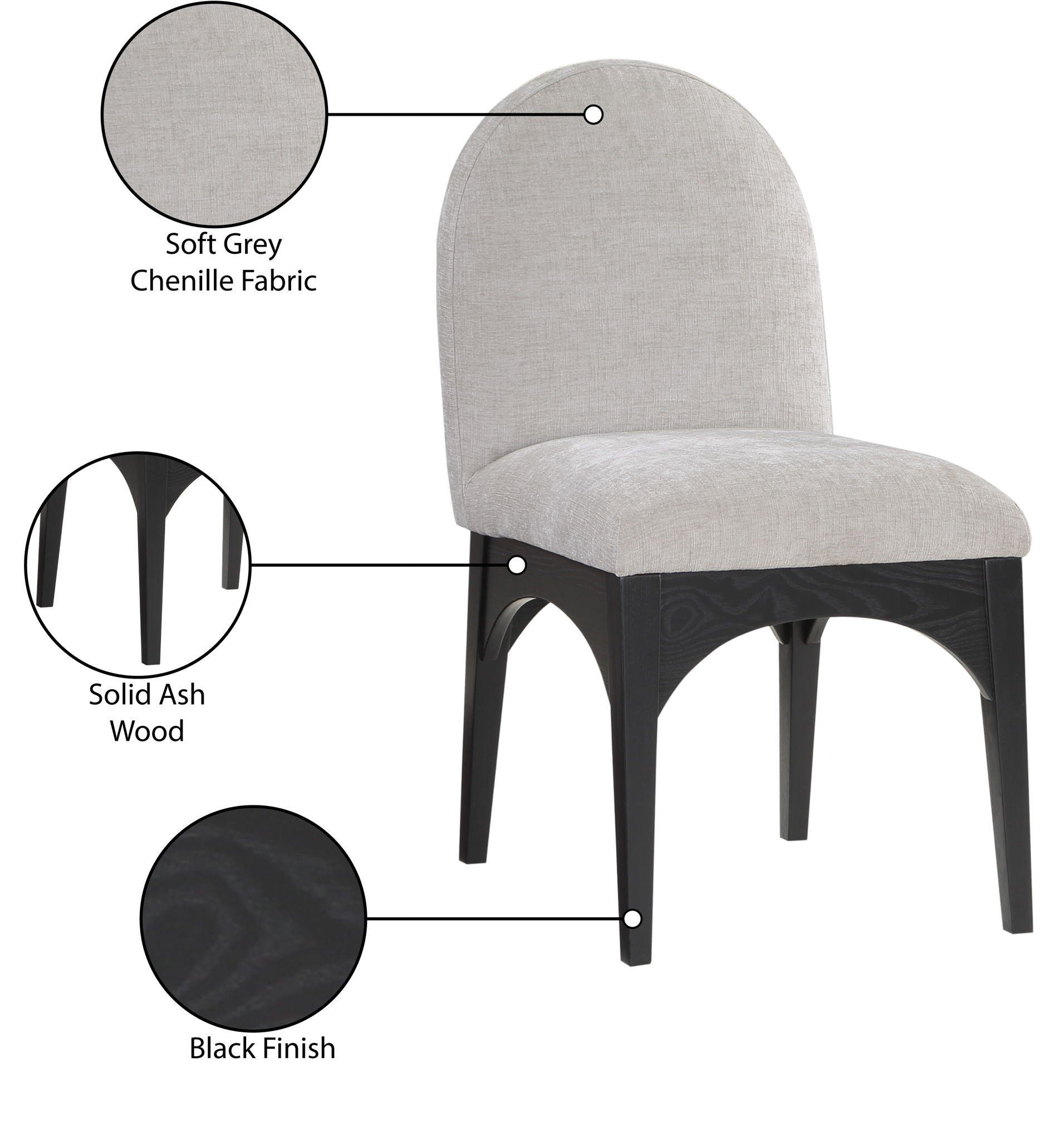 Waldorf - Chenille Dining Side Chair With Black Legs