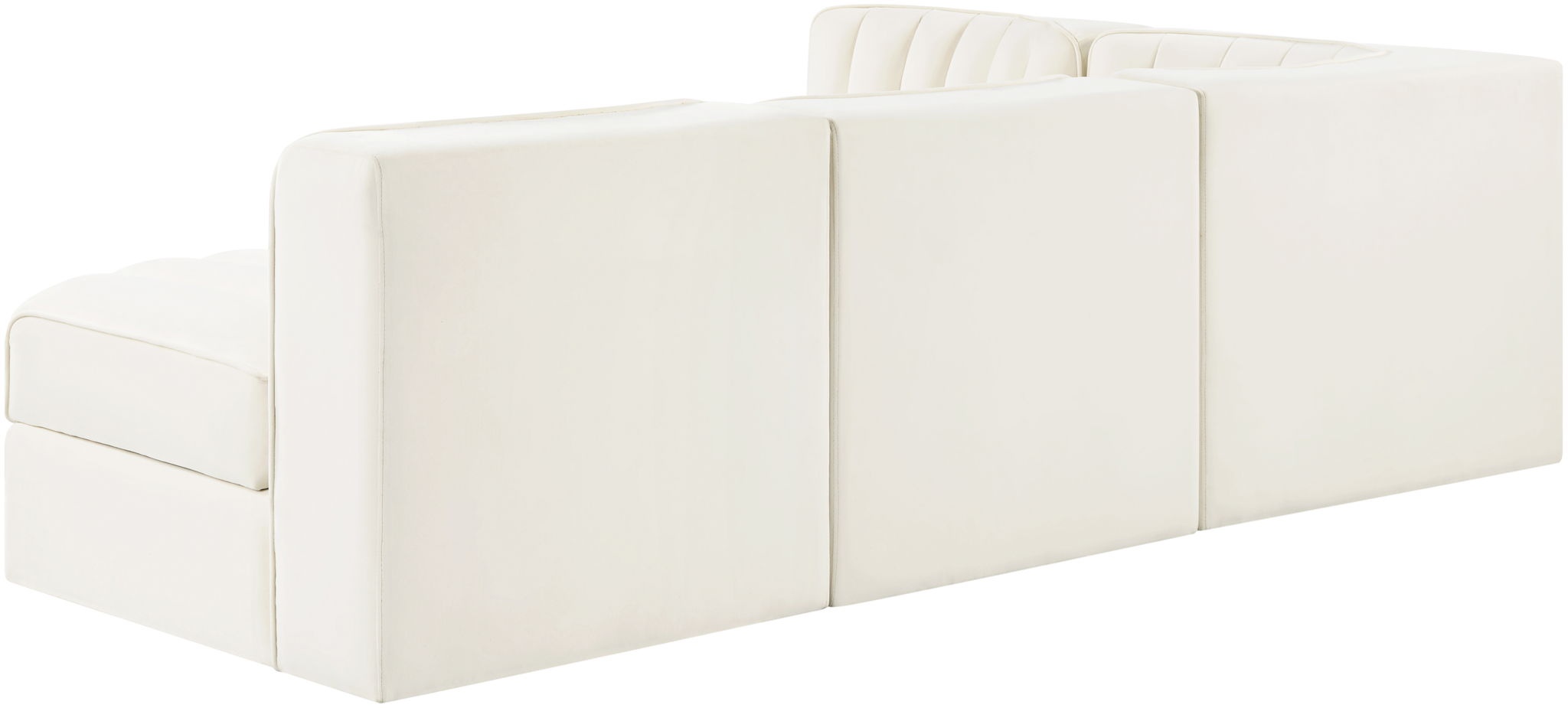 Rummi - Armless Velvet Performance Fabric Upholstered 4 Piece Modular Sectional
