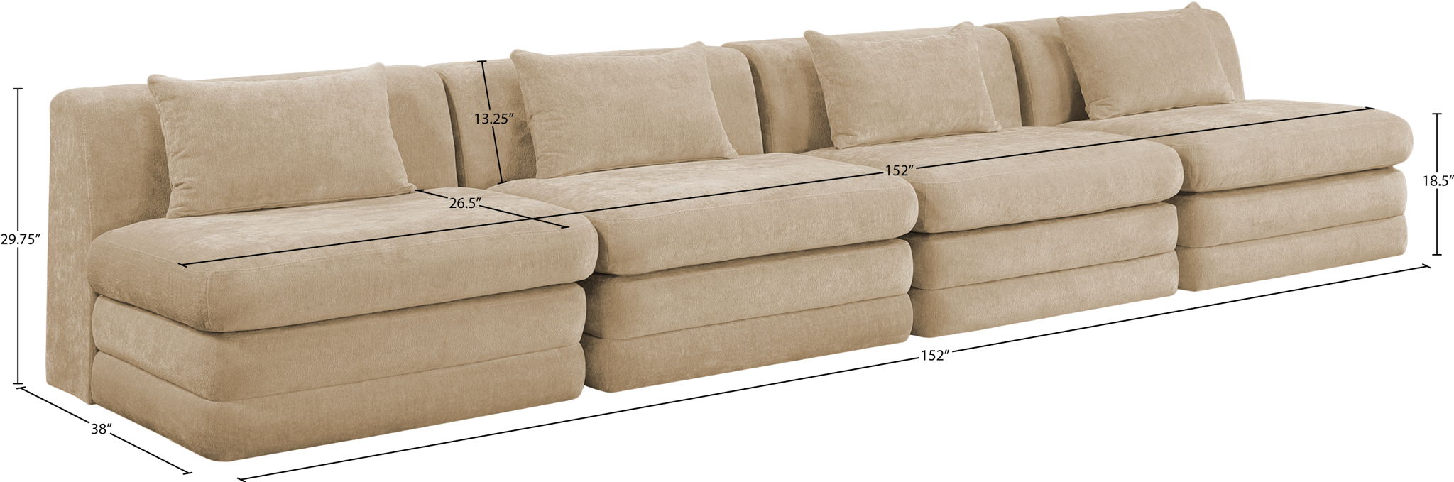 Stellar - 4 Piece Upholstered Modular Sectional