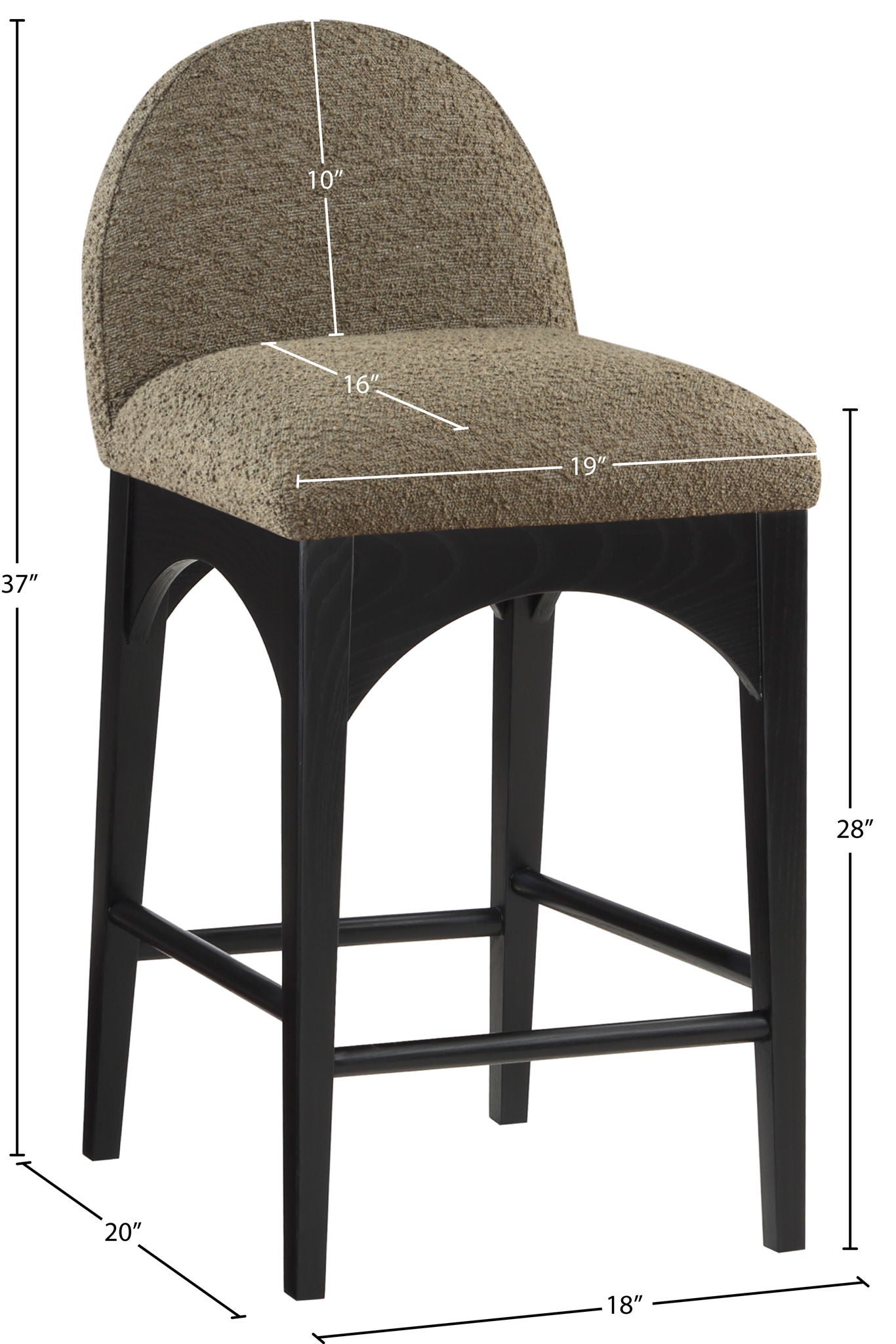 Waldorf - Boucle Stool With Black Legs