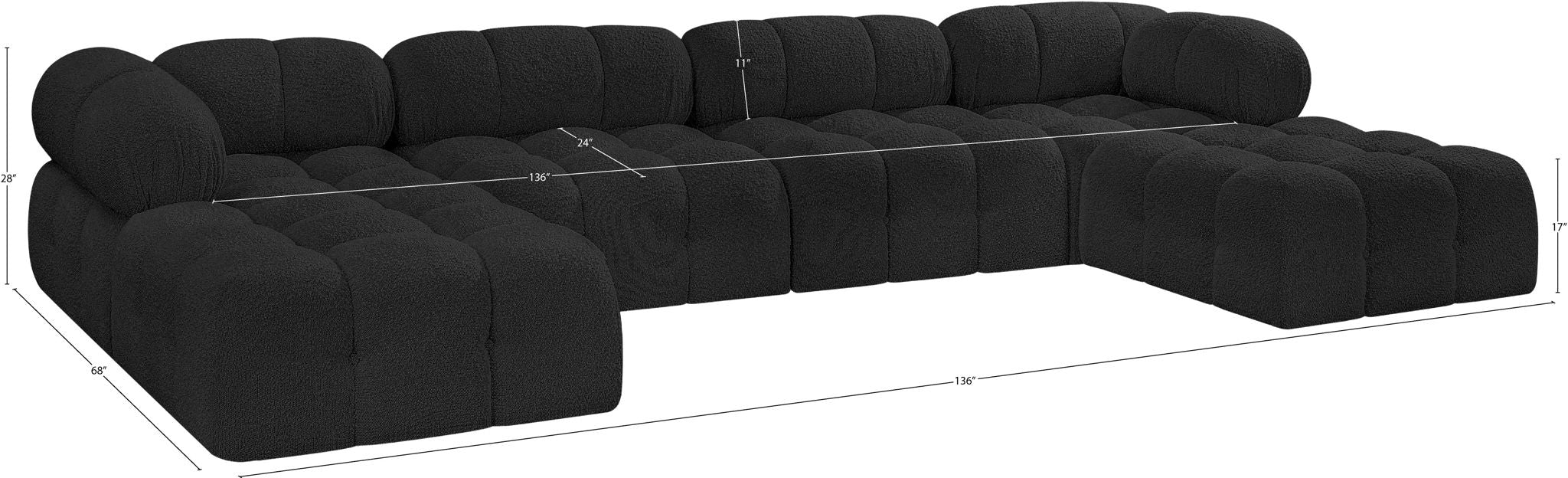 Ames - 6 Piece Fabric Modular U-Shaped Sectional