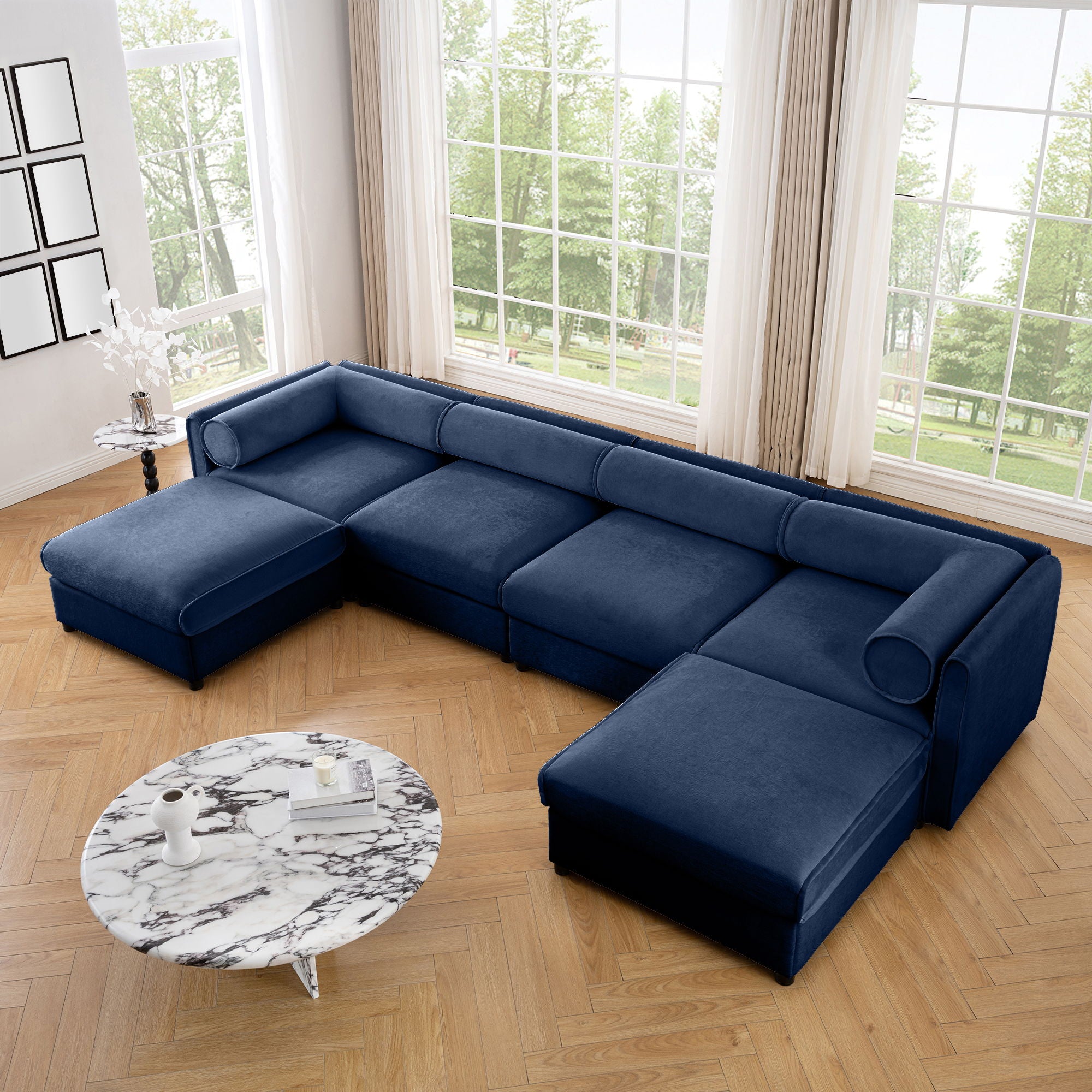 Contemporary Elegant Sofa With Storage And Ottoman