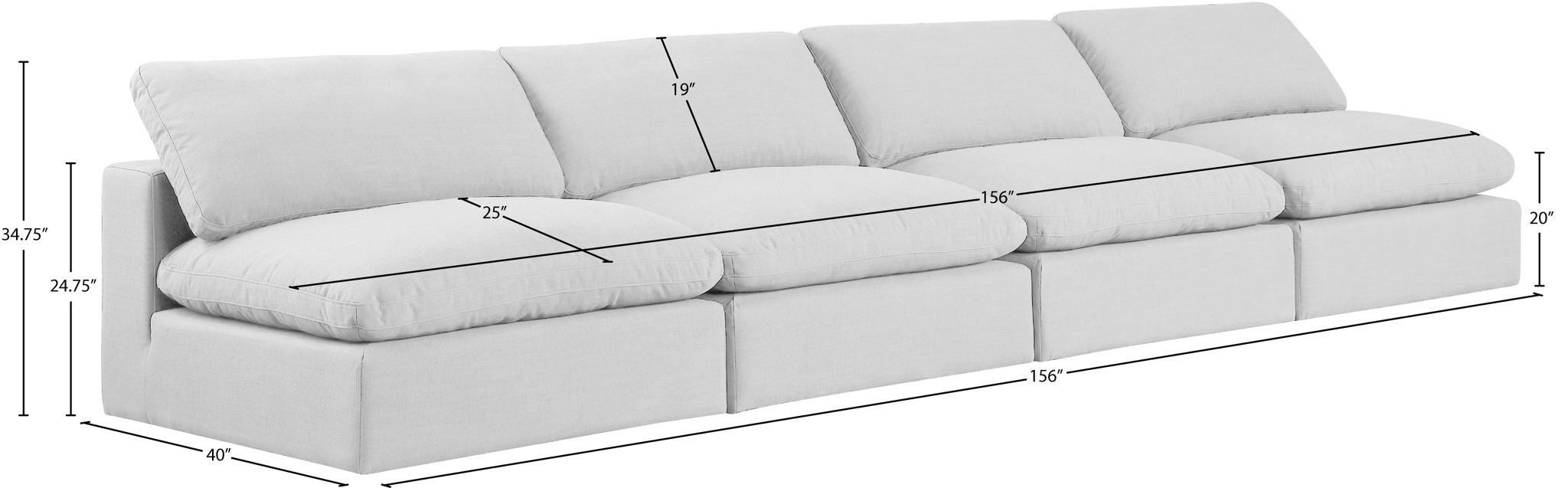 Comfy - Linen Modular Armless Sofa 4 Seats