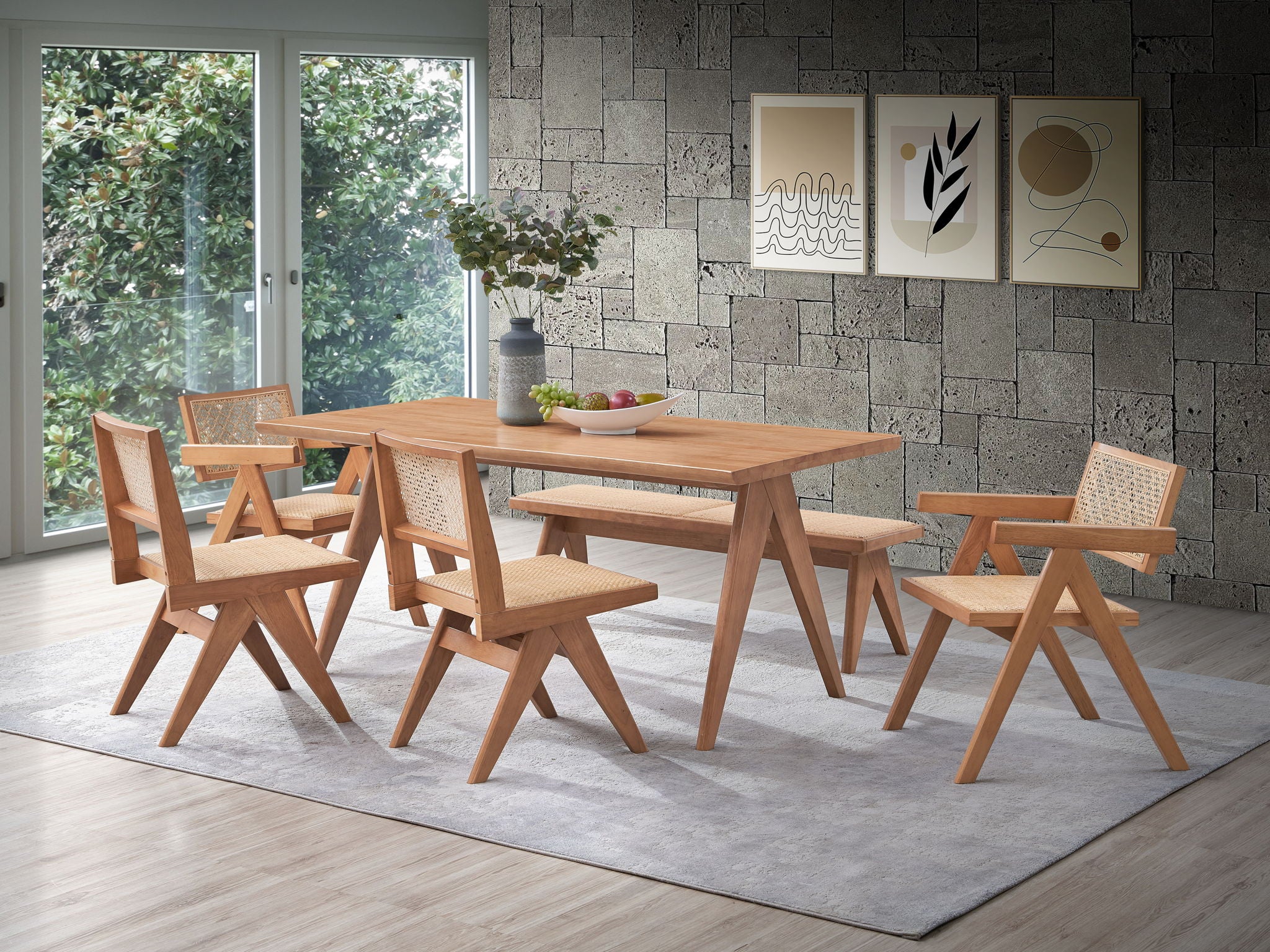Valentina - 6 Pieces Patio Furniture Set - Rattan / Natural