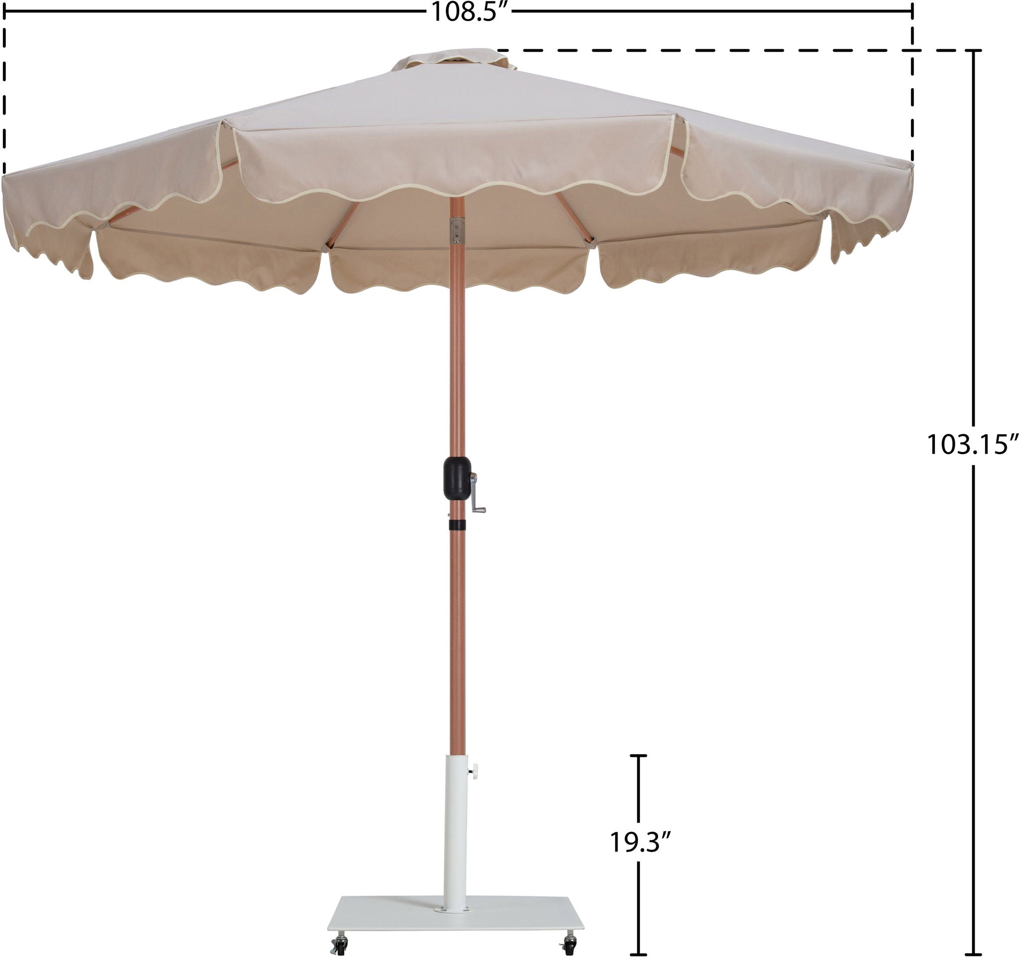 Amalfi - Aluminum Patio Umbrella - White Base / Light Brown Pole