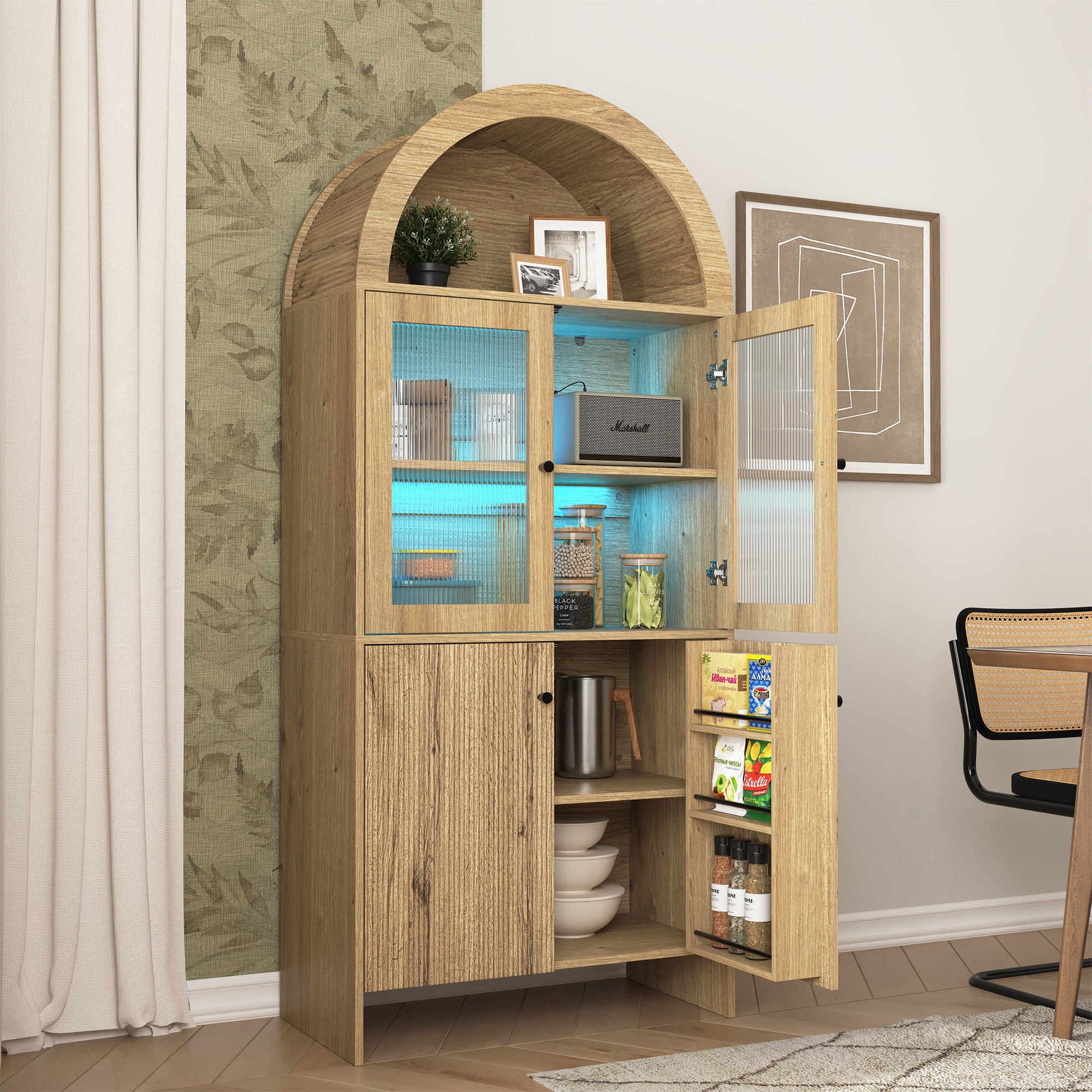 Modern Tech Inspired Dome Cabinet With LED Lighting