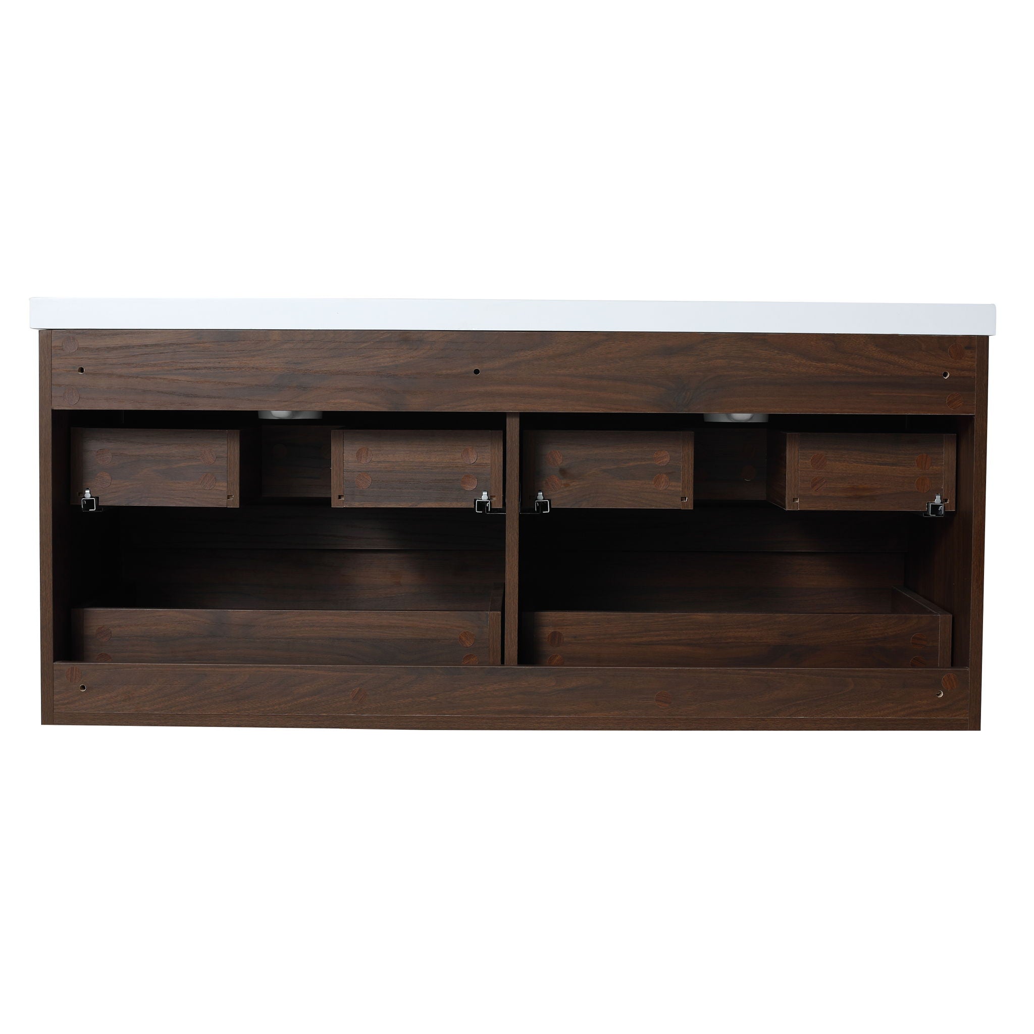 Modern Floating Bathroom Vanity With Dual Resin Sink, Soft Close Drawers