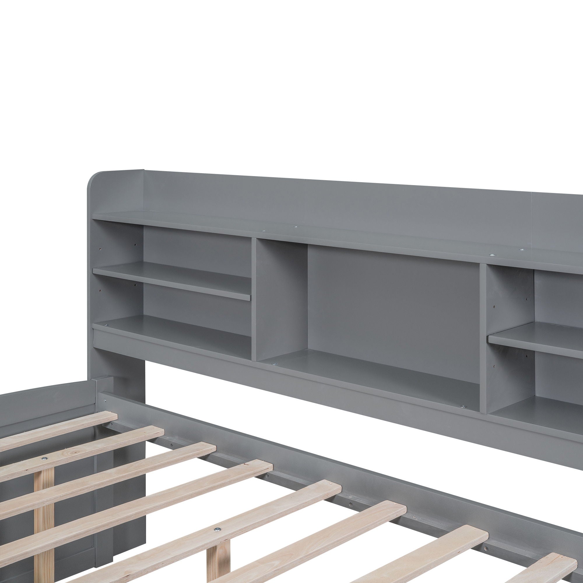 Captain Bed With Built In Bookshelves, 3 Storage Drawers, And Trundle