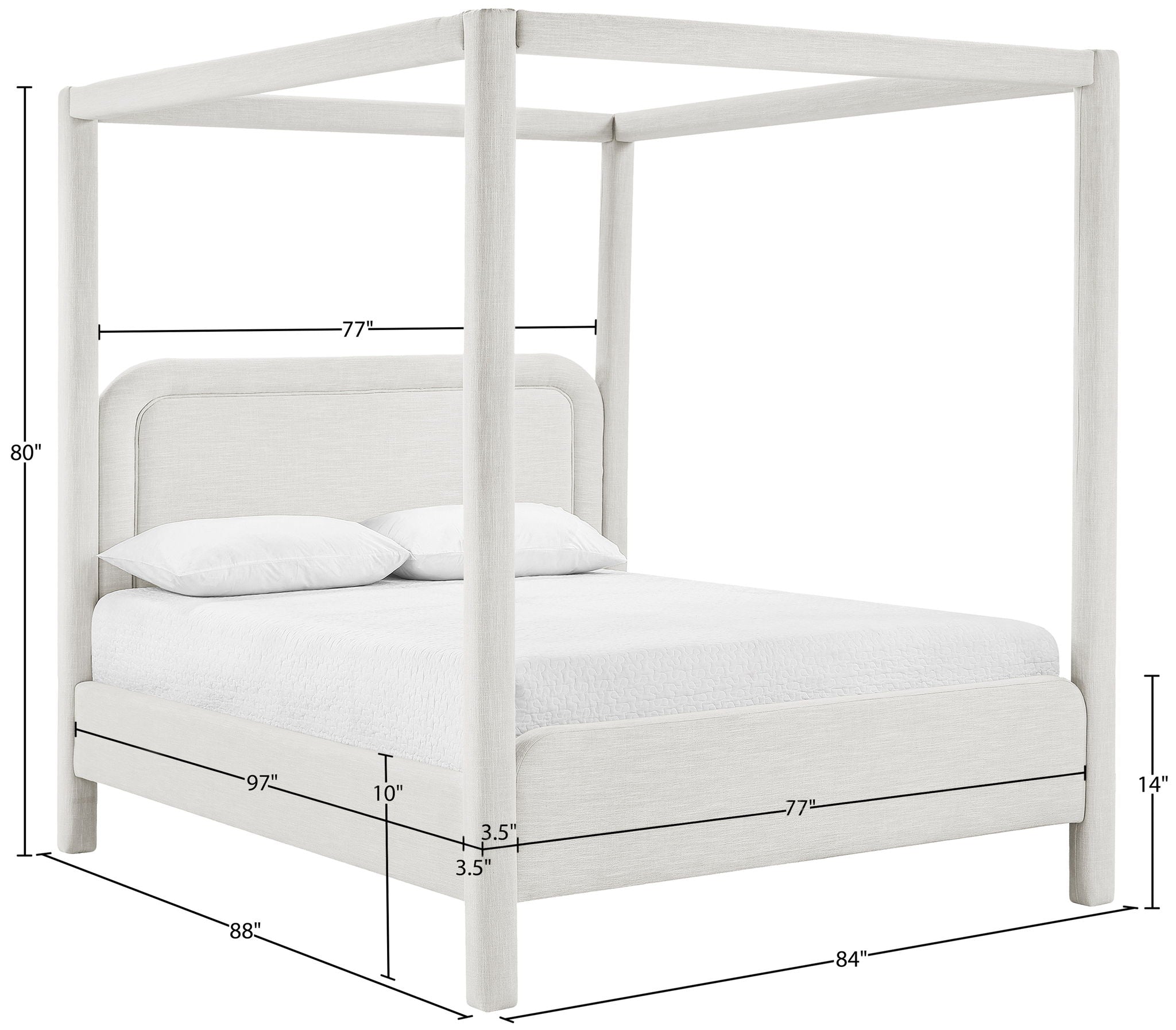 Salina - Linen Textured Fabric Upholstered Bed