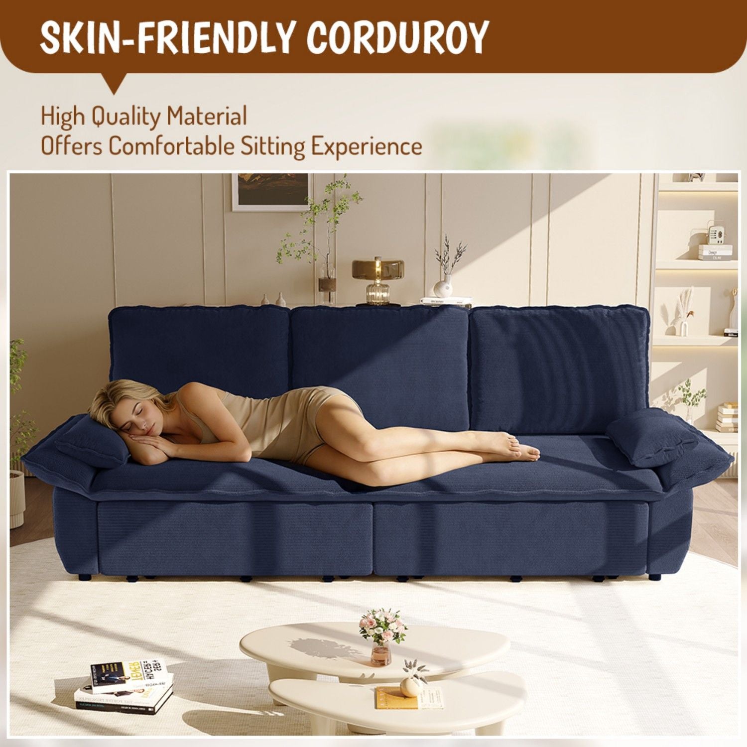 King Size Pull Out Sofa Bed, 3 In 1 Convertible Multifunctional