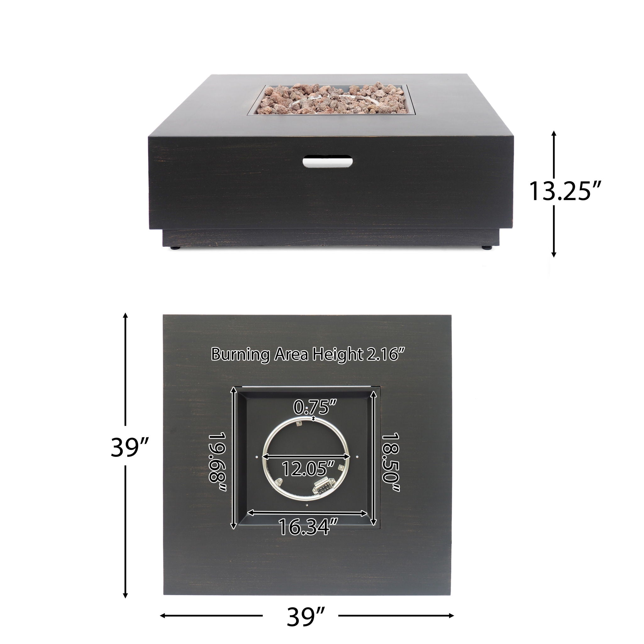 Modern Square Fire Pit With 50, 000 Btu
