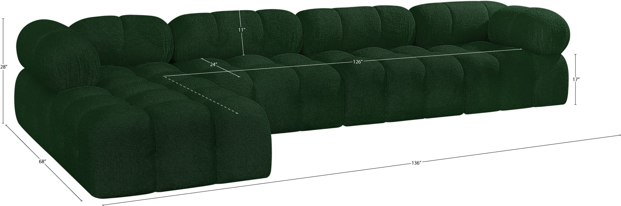 Ames - 5 Piece Fabric Modular Sectional
