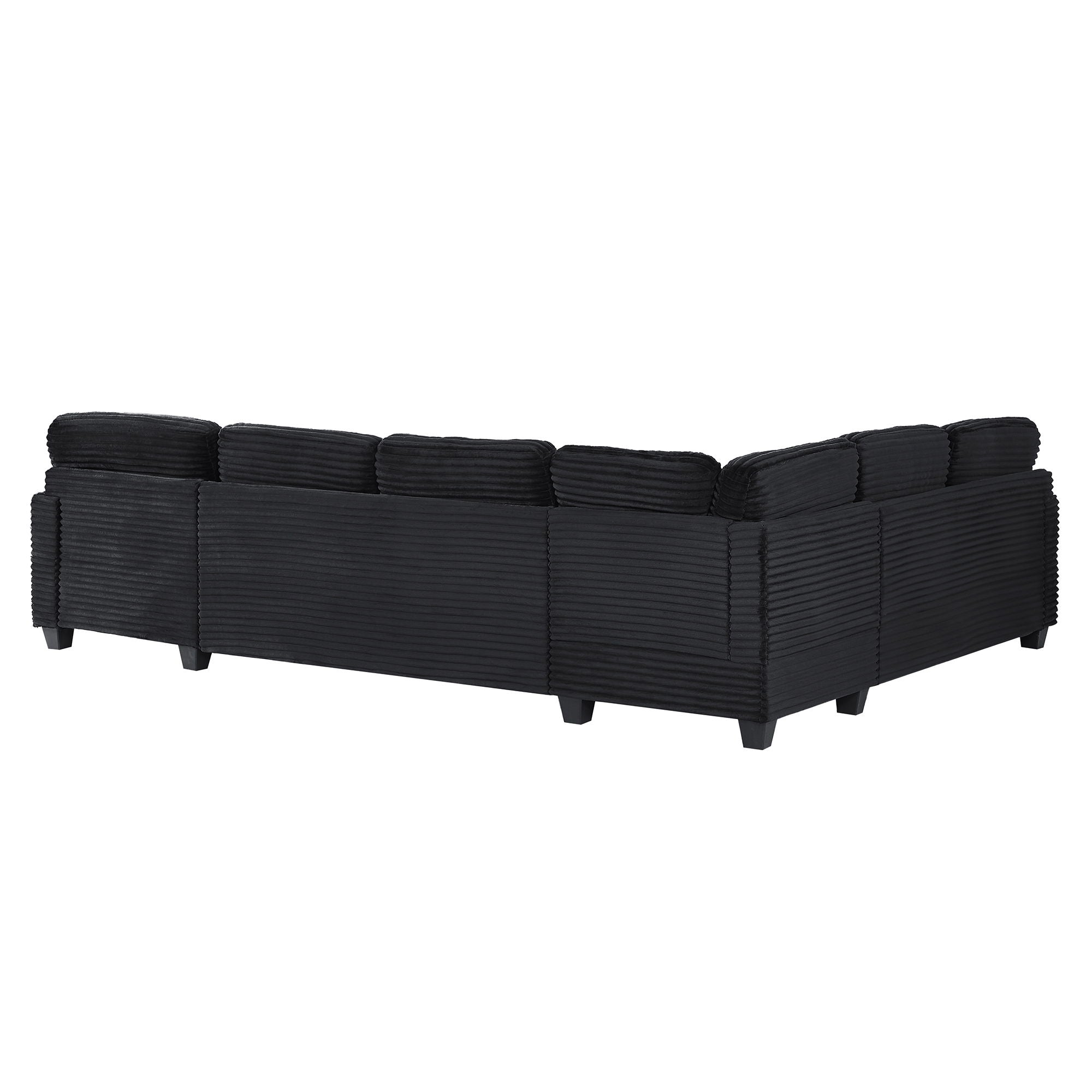 Upholstered U-Shaped Sectional Sofa With Movable Ottoman And Side Storage Pockets