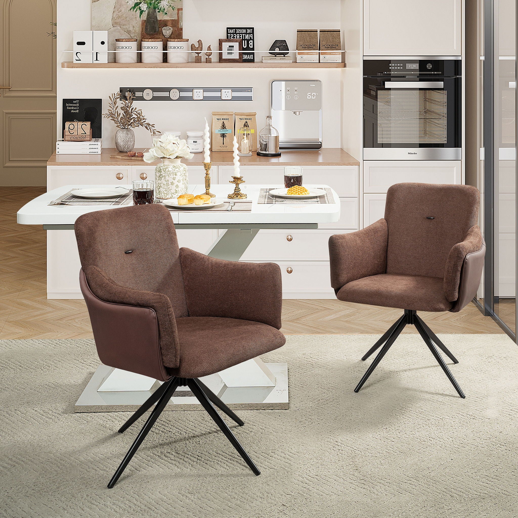 Swivel Home Office Desk Chairs With Arm (Set of 2)