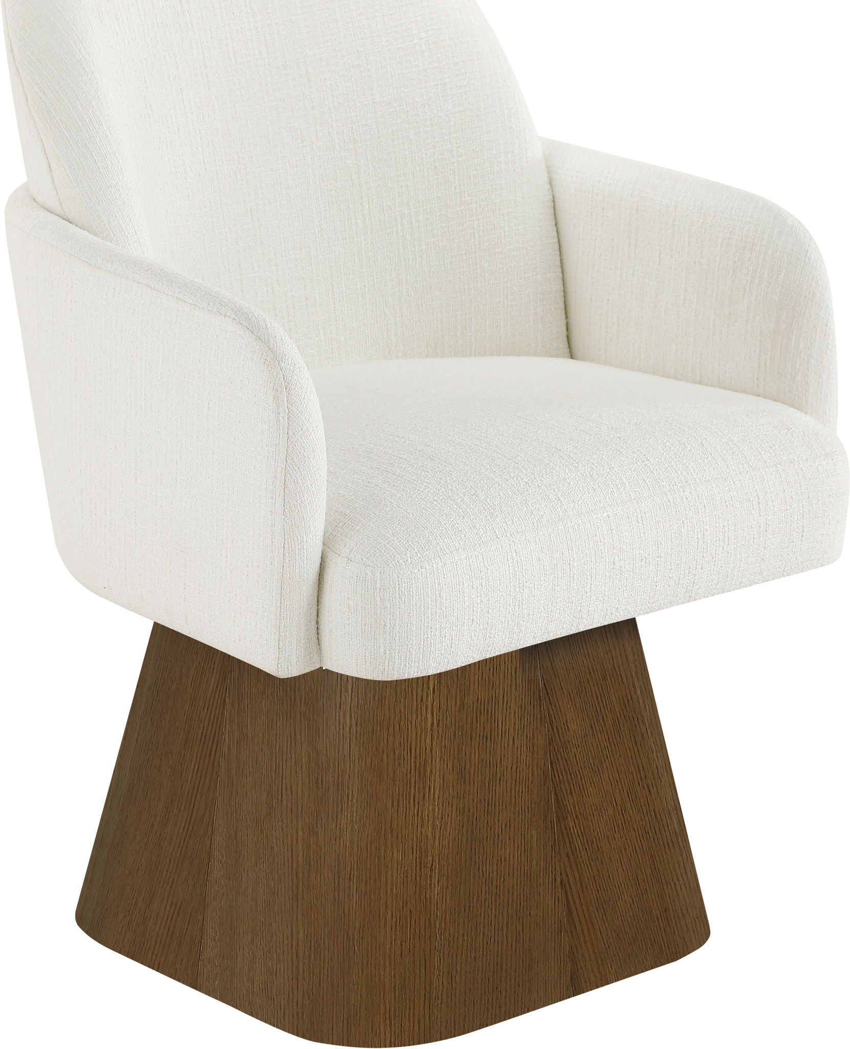 Marlowe - Linen Textured Fabric Upholstered Swivel Dining Arm Chair - Stained Brown