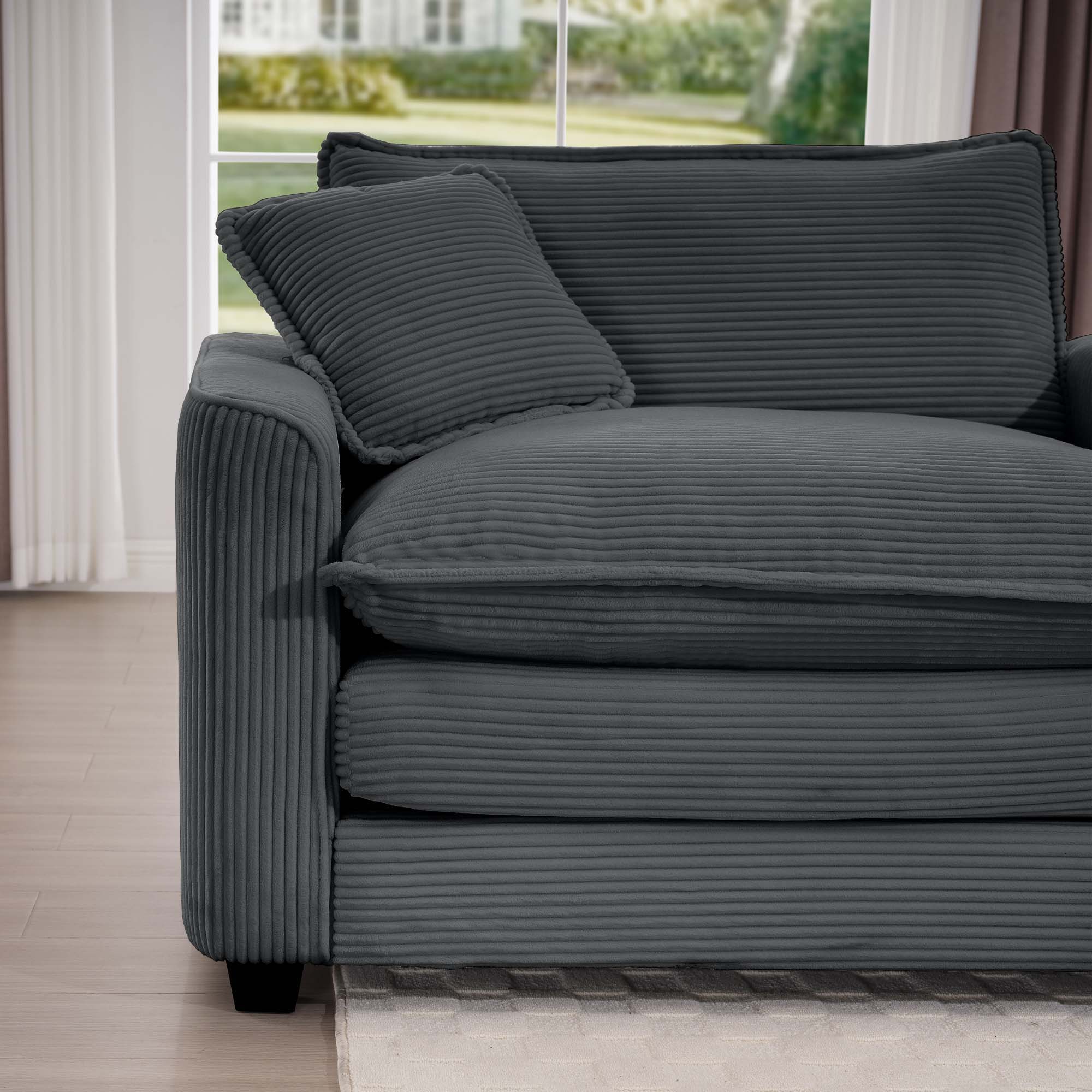 Modern Classic Fabric Single Chair Deep Seat Sofa With Pillow