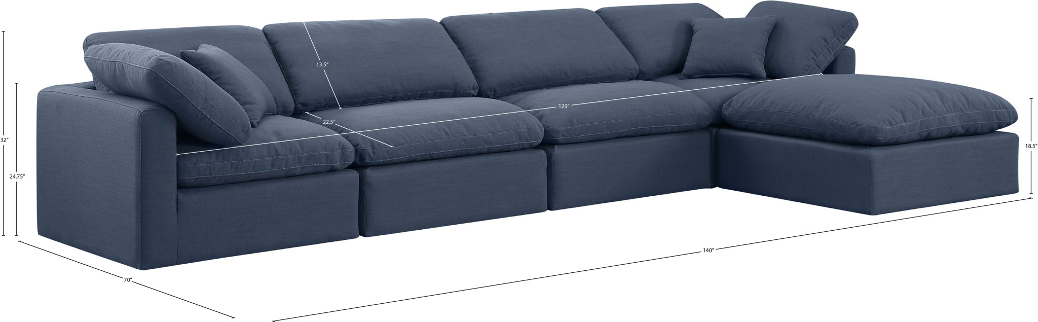 Indulge - Linen 5 Piece Modular Sectional With Chaise