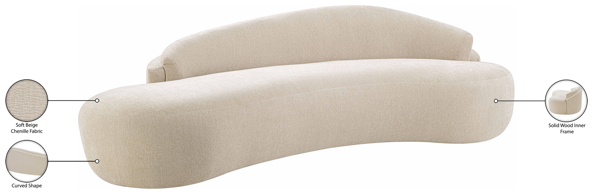 Caspian - Chenille Fabric Upholstered Sofa