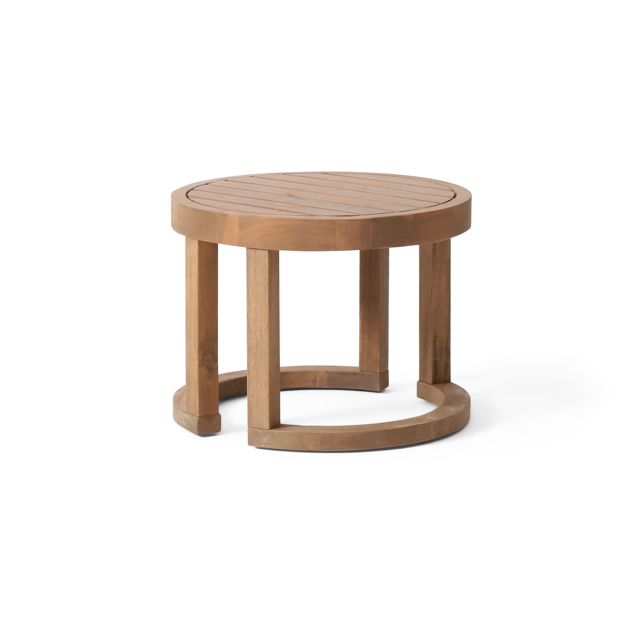 Outdoor Acacia Wood Side Table, Solid Side Table For Patio, Pool, Porch - Brown Wash