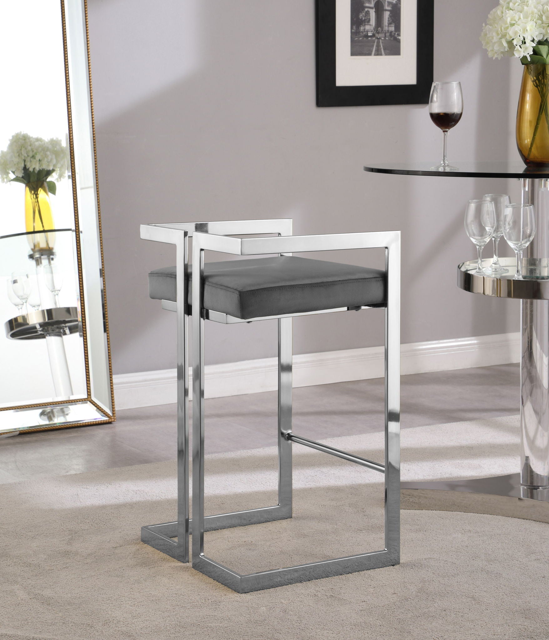 Ezra - Stool with Chrome Legs (Set of 2)