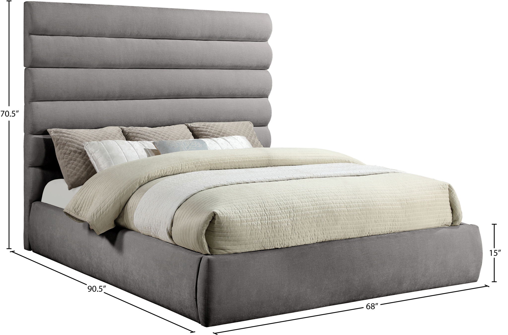 Adam - Chenille Fabric Bed With 70.5" Headboard