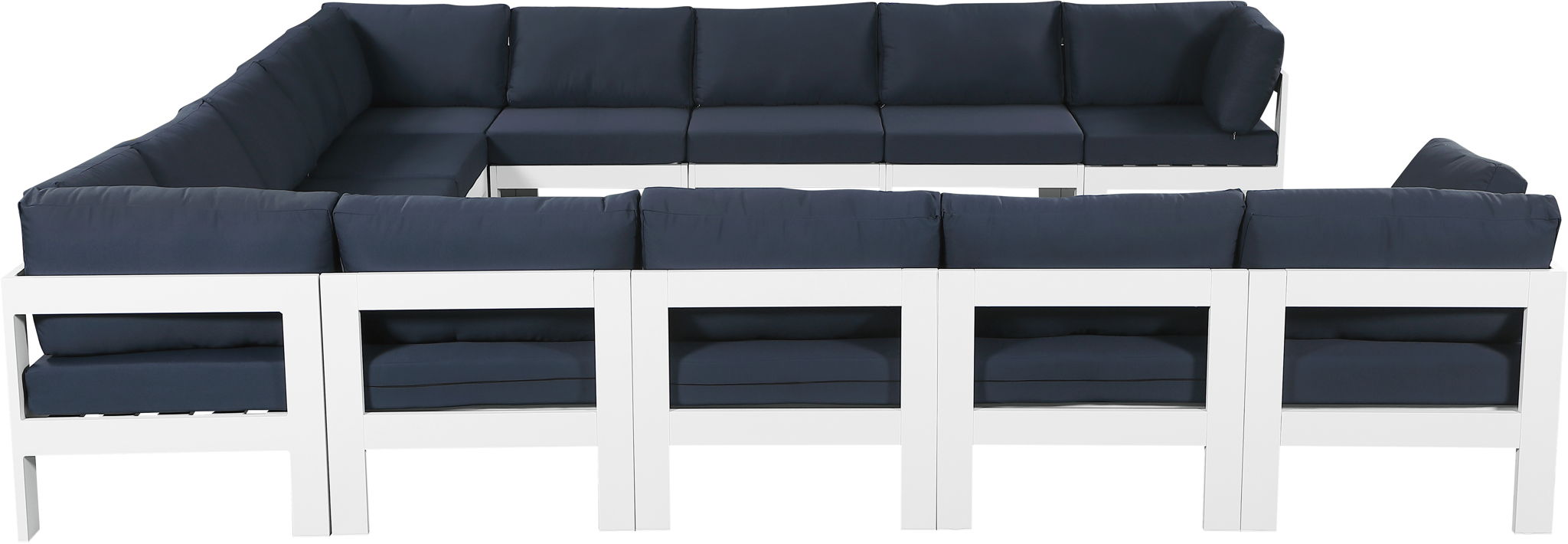 Nizuc - Outdoor Patio 13 Piece Modular Sectional With White Frame