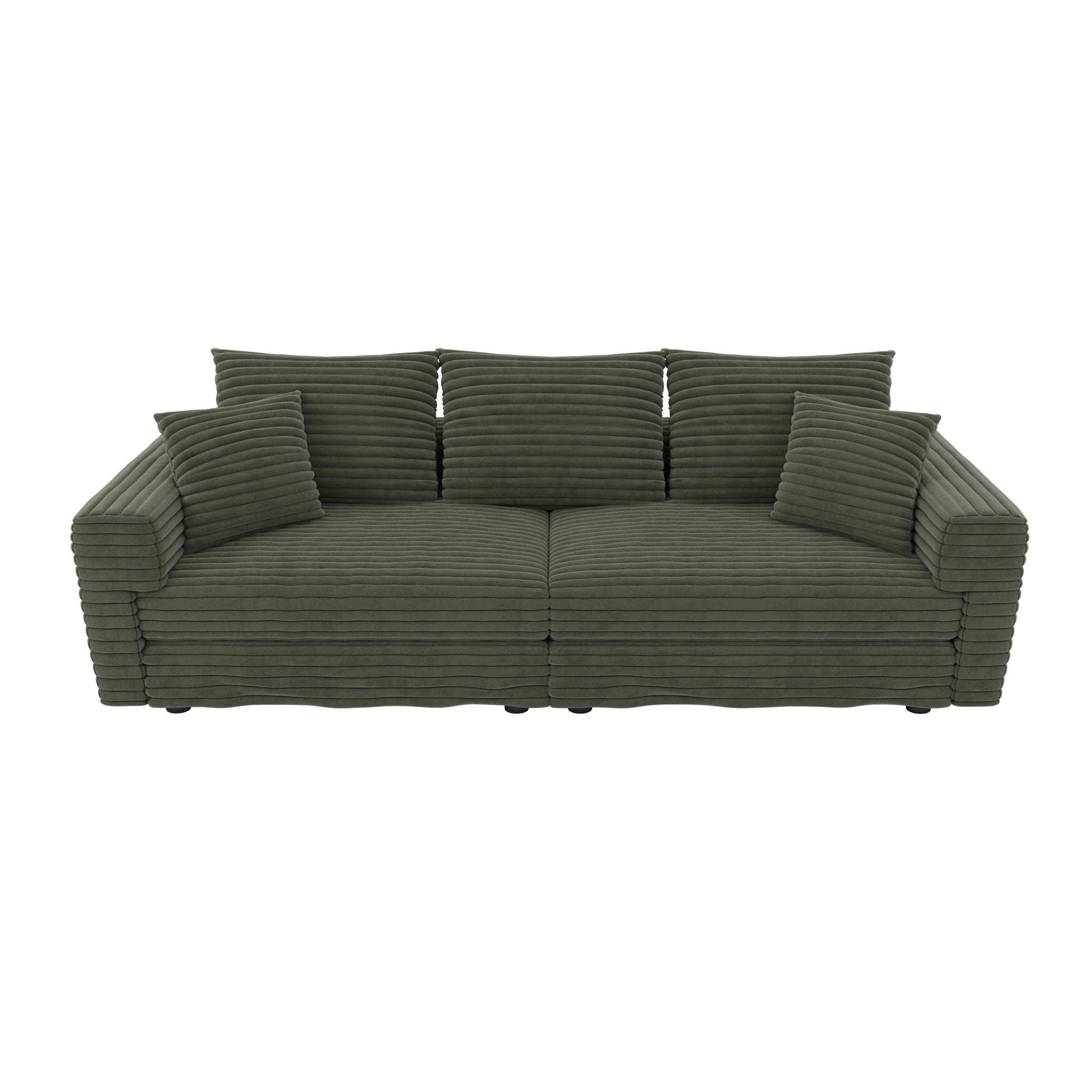 Convertible Deep Seat Sofa With Soft Pillows And Ottomans