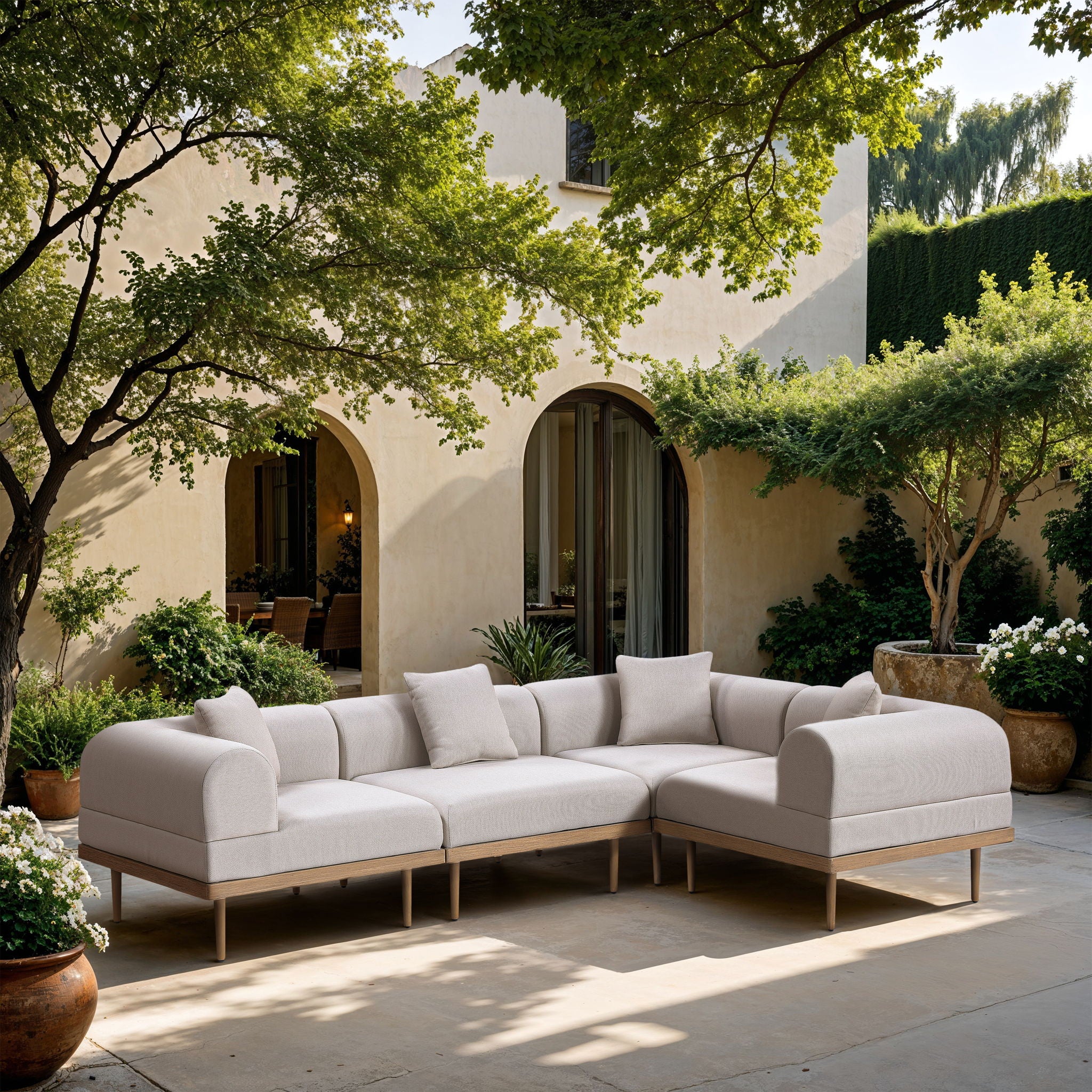 Laguna - 4 Piece 106.5" Upholstered Outdoor Patio Modular Sectional