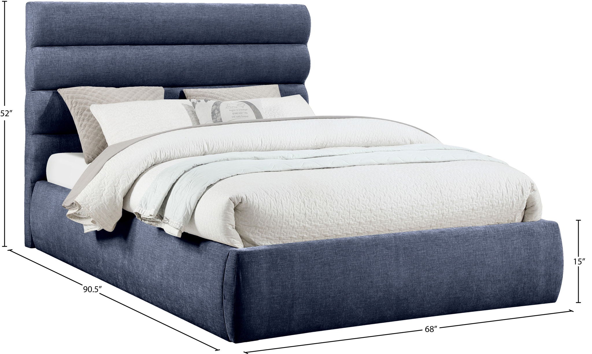 Adam - Chenille Fabric Bed With 52" Headboard