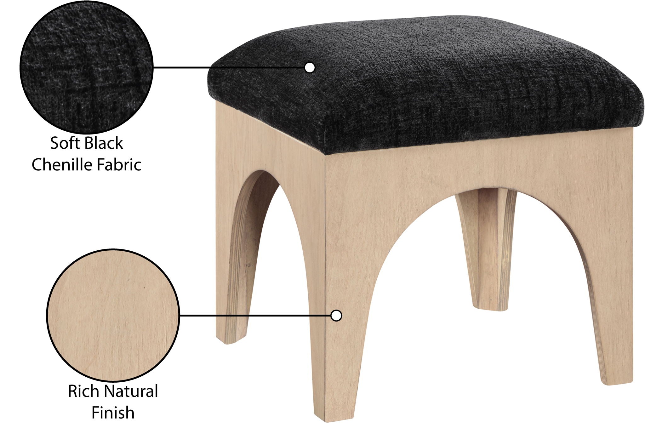 Lawson - Chenille Fabric Ottoman - Natural Base