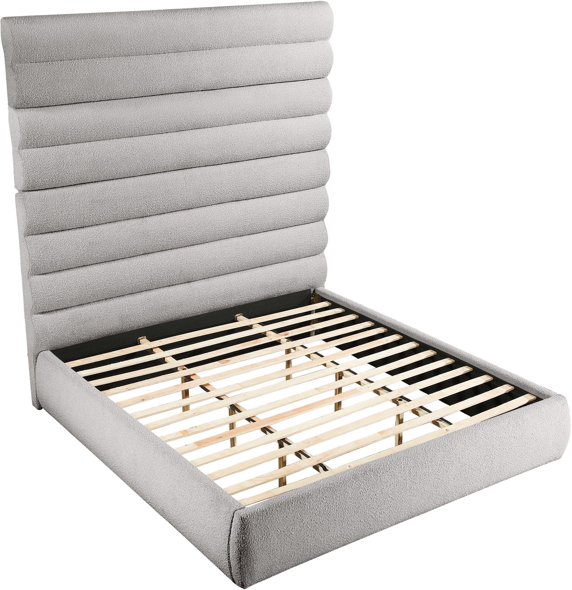 Adam - Boucle Fabric Bed With 89" Headboard