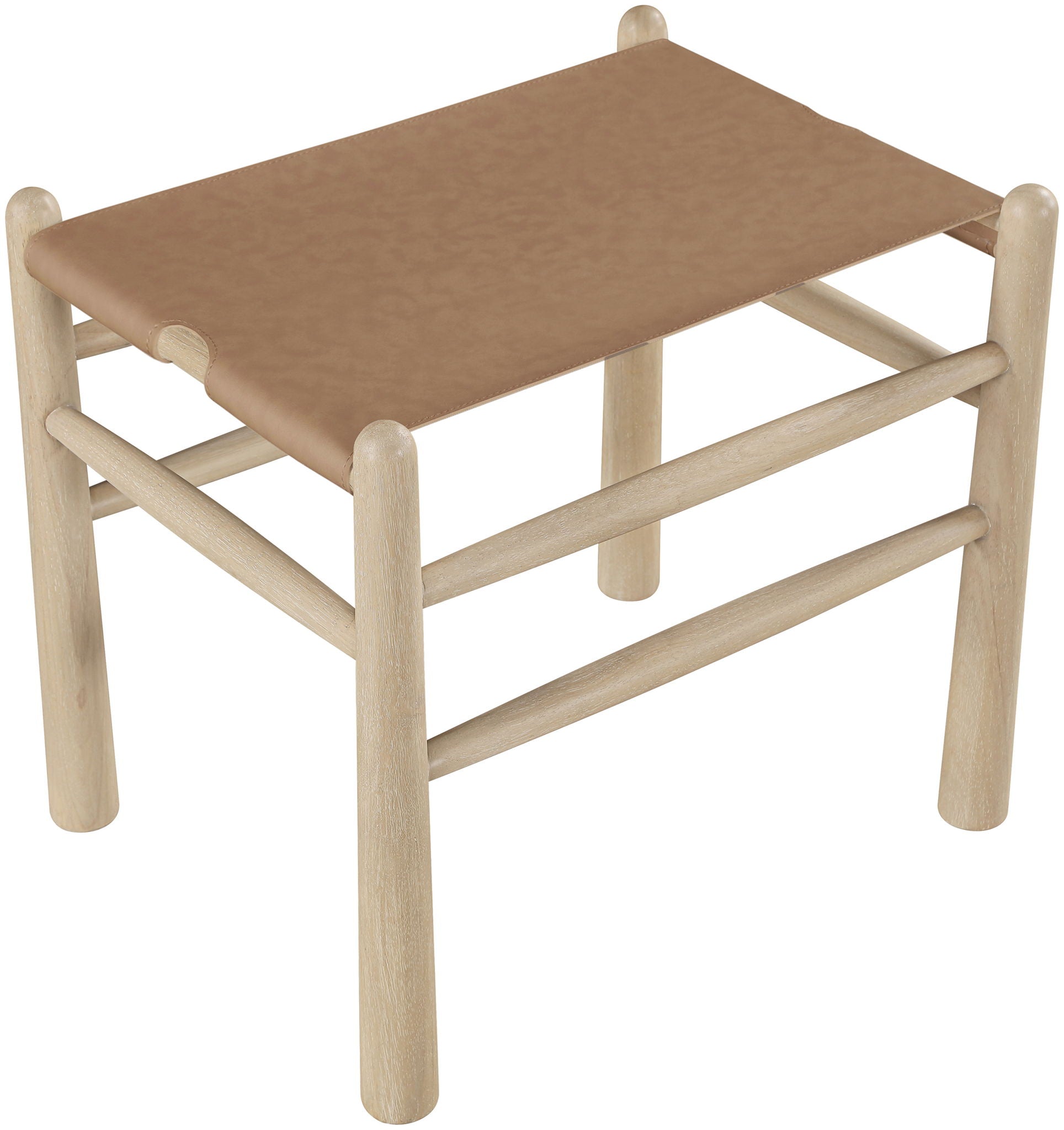 Santos - Faux Leather Upholstered Bench - Natural Frame
