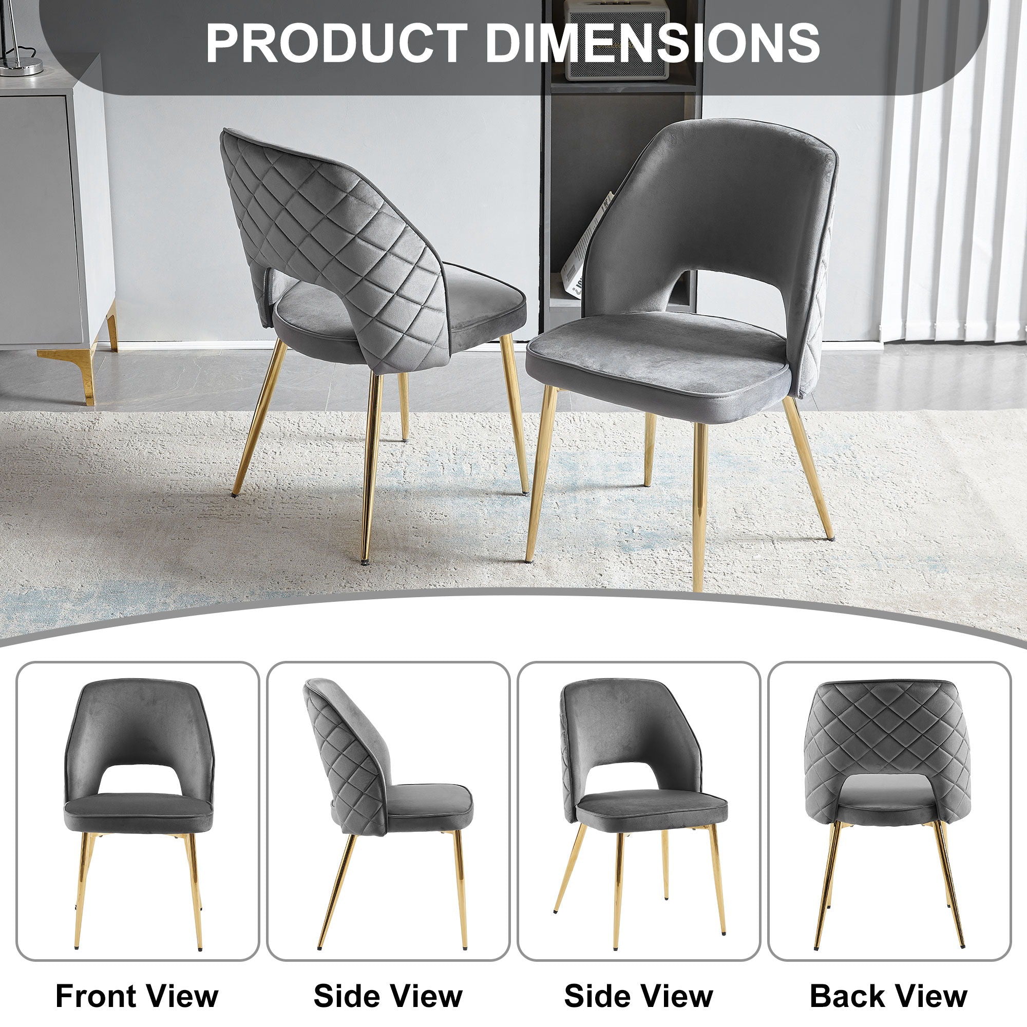 Dining Chairs With Metal Legs And Hollow Back Upholstered Dining Chairs