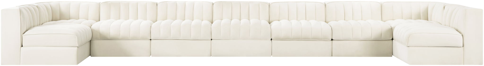 Rummi - Armless Velvet Performance Fabric Upholstered 9 Piece Modular Sectional
