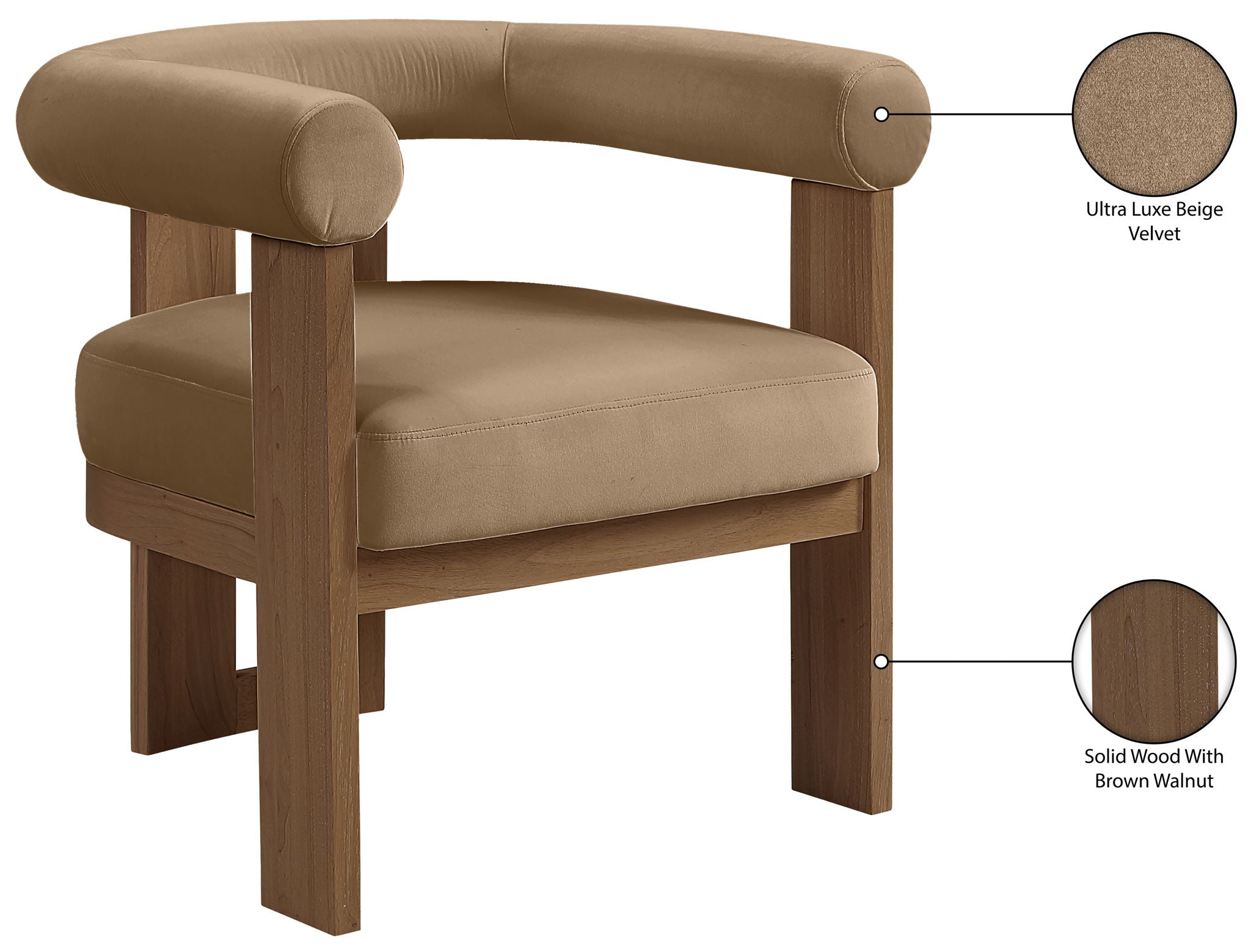 Arienzo - Performance Fabric Upholstered Accent Chair - Walnut Base