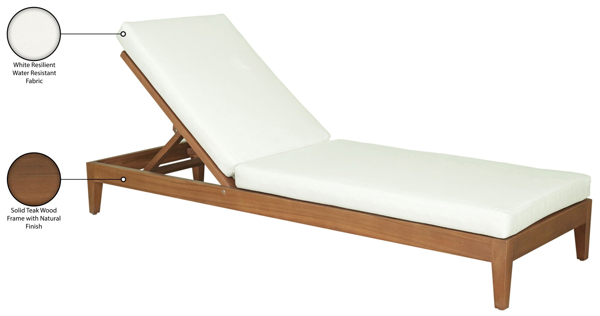 Mirella - Water Resistant Fabric Upholstered Outdoor Patio Chaise Lounge