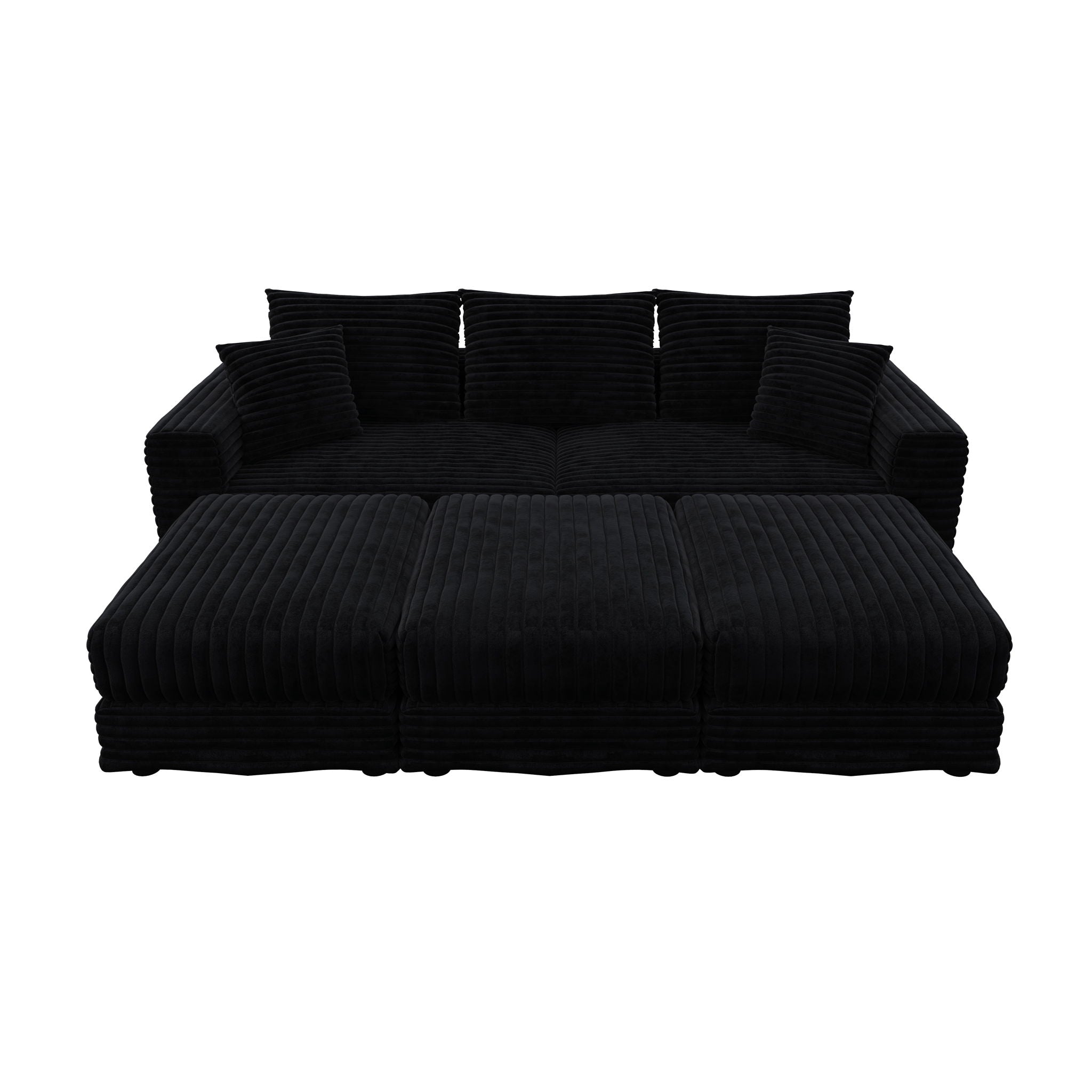 Convertible Deep Seat Sofa With Soft Pillows And Ottomans