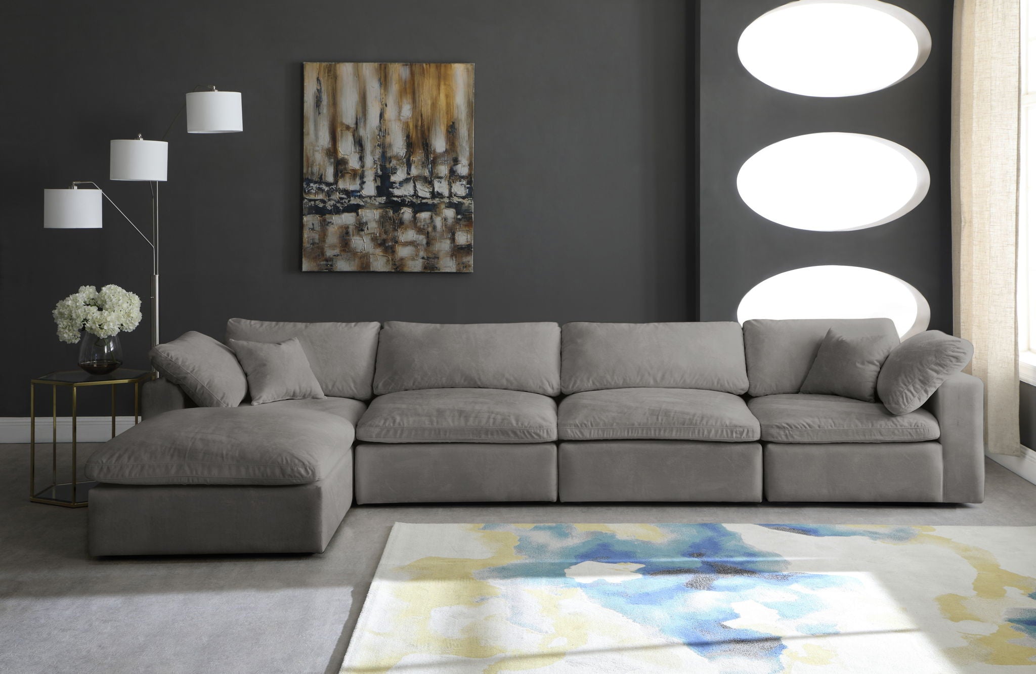 Cozy - 5 Piece Modular Sectional With Chaise