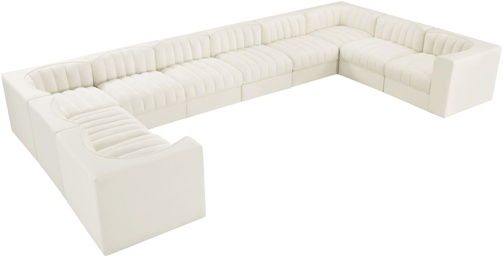 Rummi - Velvet Performance Fabric Upholstered 10 Piece Modular Sectional