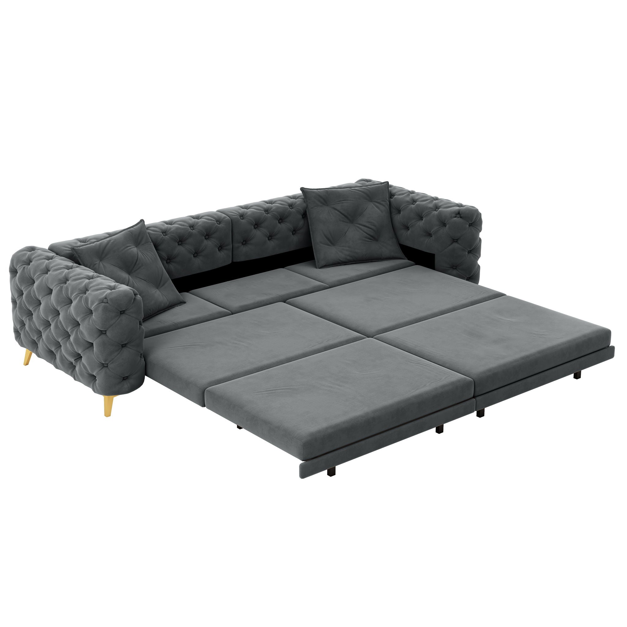 3 In 1 Convertible Sleeper, Deep Seat Pull Out Sofa Bed, Button Tufted