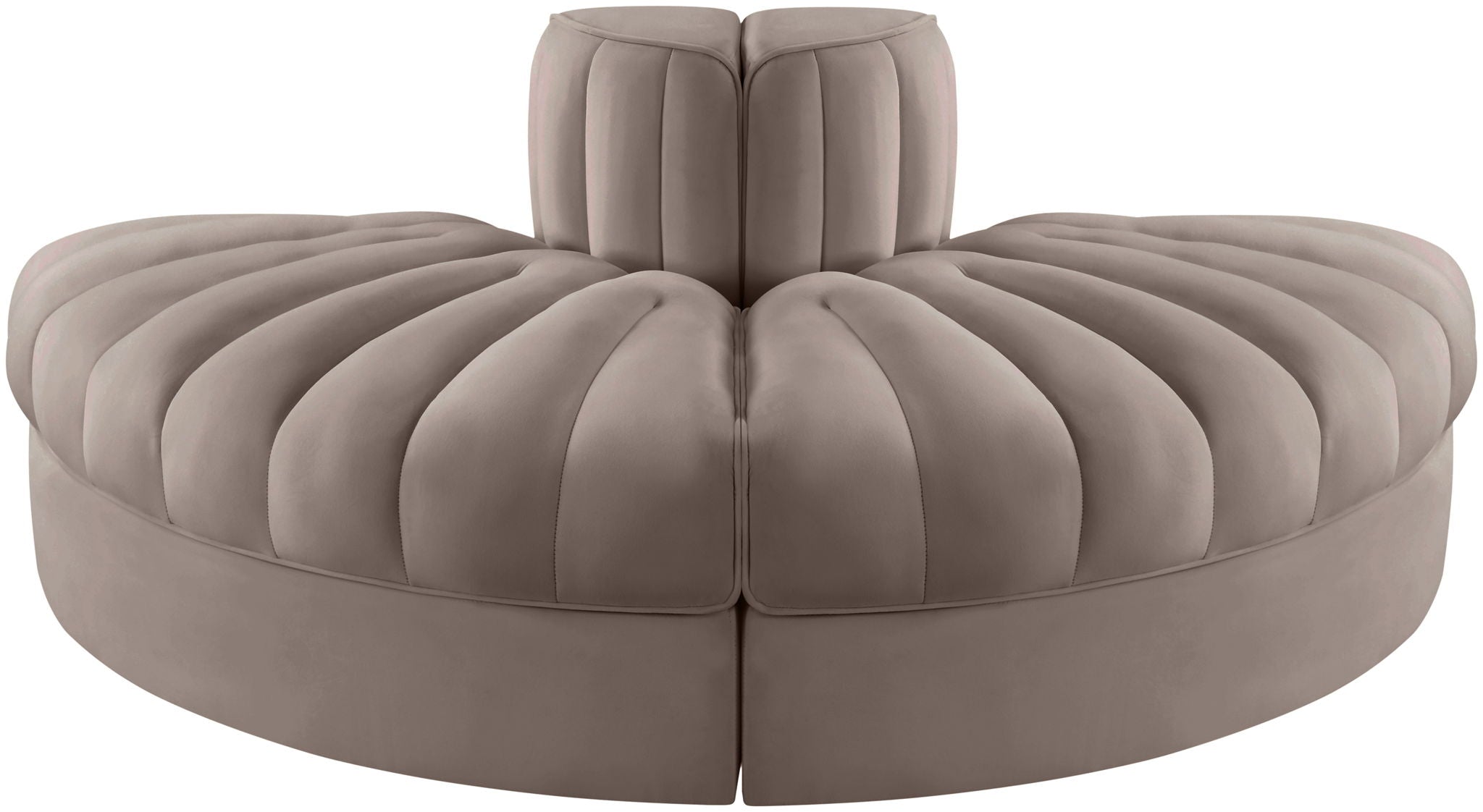 Rummi - Velvet Performance Fabric Upholstered 2 Piece  Rounded Modular Loveseat