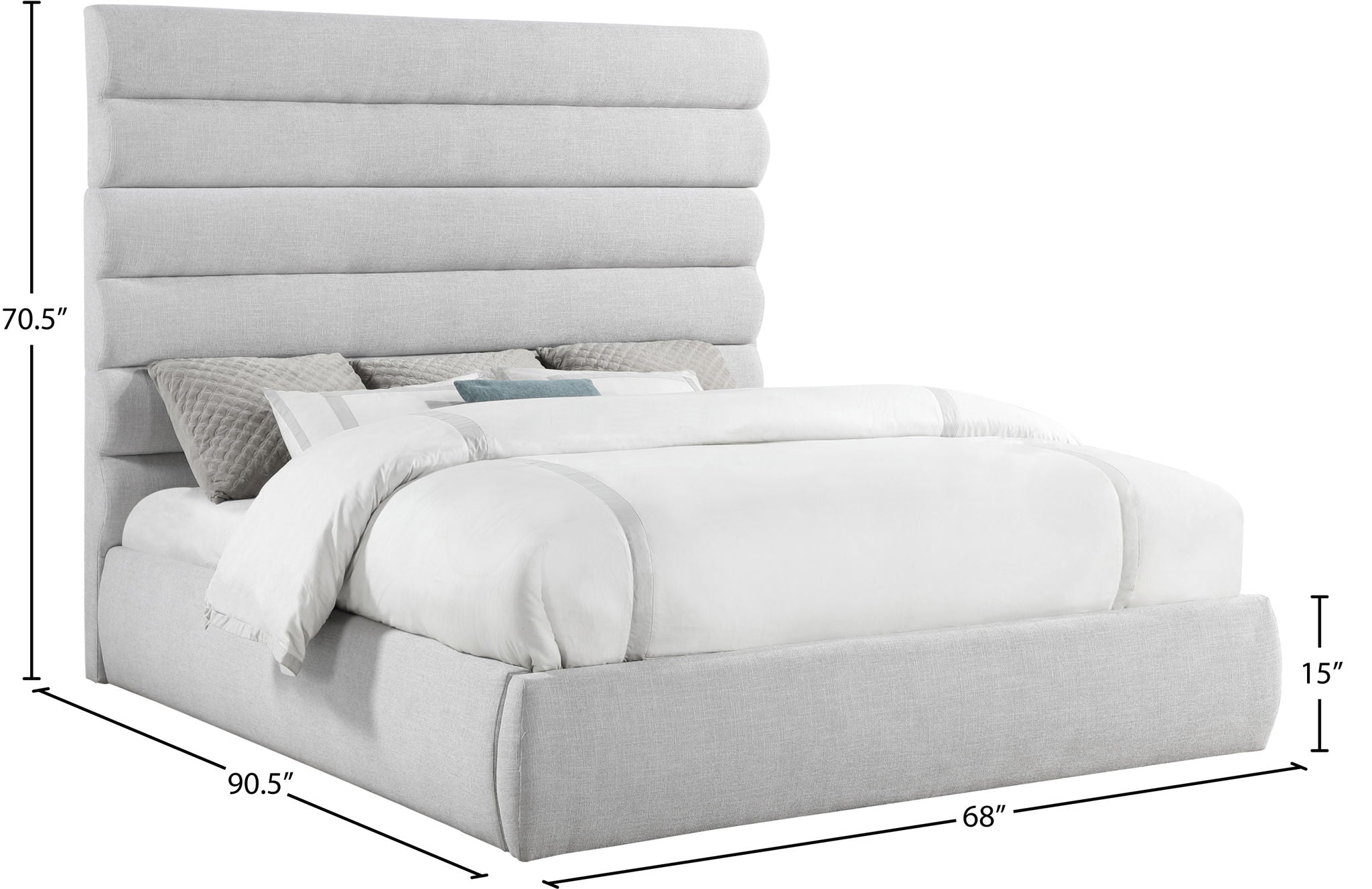 Adam - Linen Fabric Bed With 70.5" Headboard