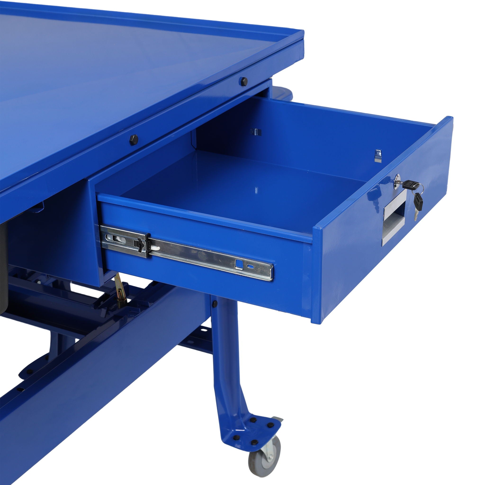 Mobile Tear Down Table With 3.5 Gallon Part Washer And 110V Pump - Blue