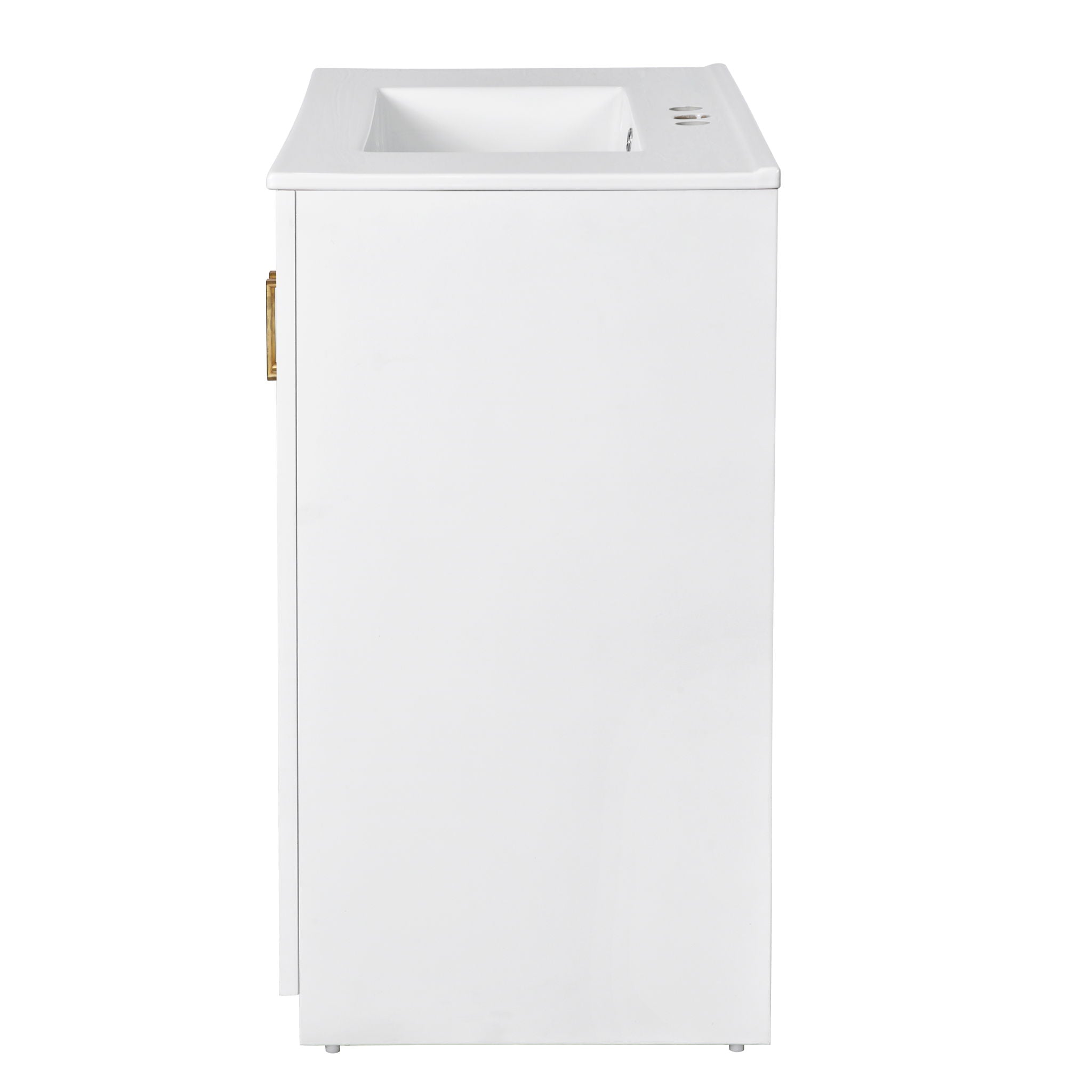 Ceramic Sink Combo, Freestanding Vanity Set With 3 Drawers & Soft Closing Doors